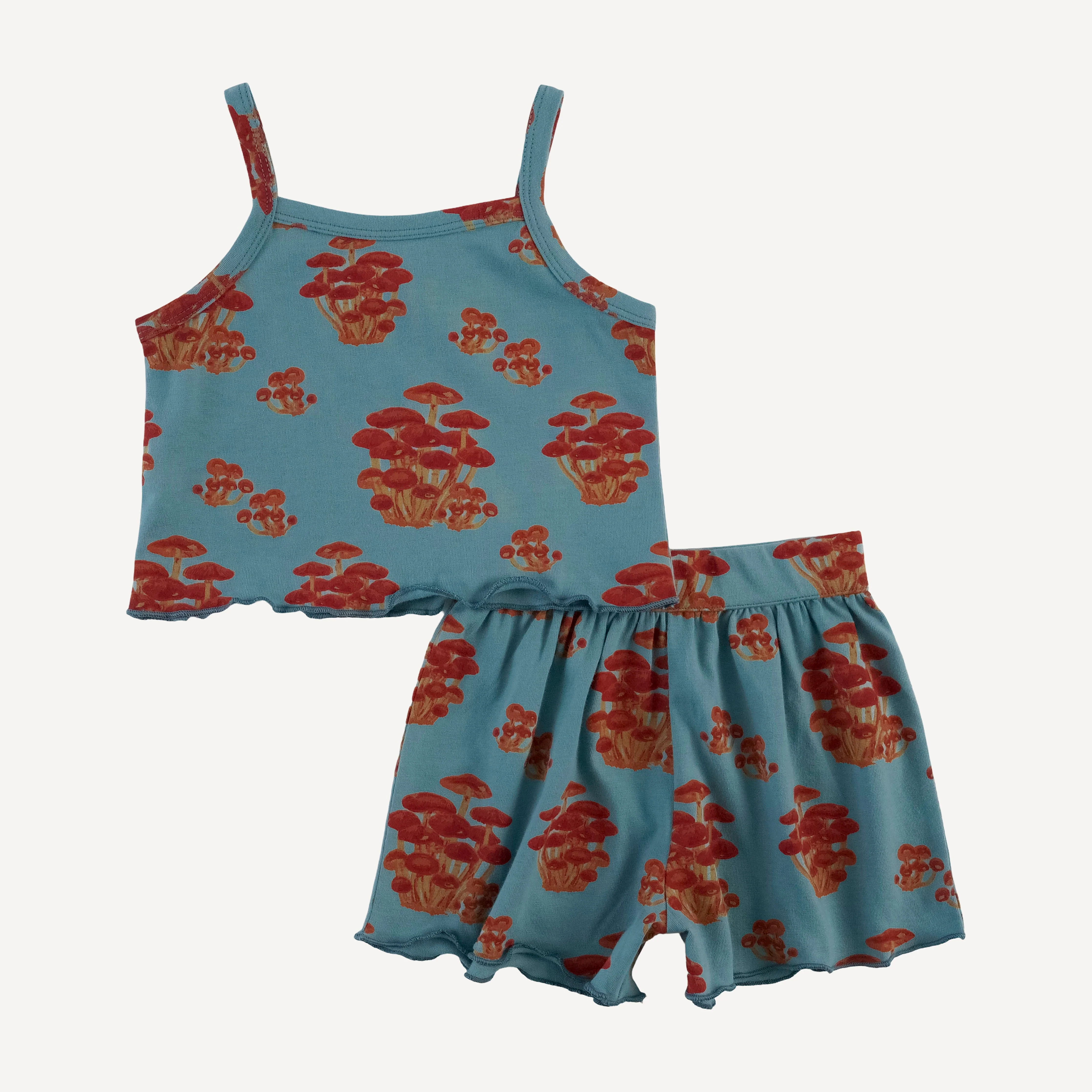jade short set | red mushroom bunch | organic cotton jersey