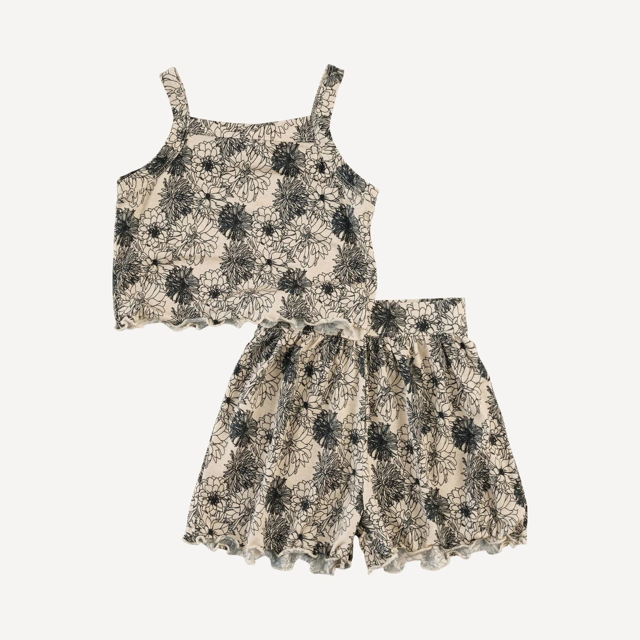jade short set | sketched flowers | light weight bamboo