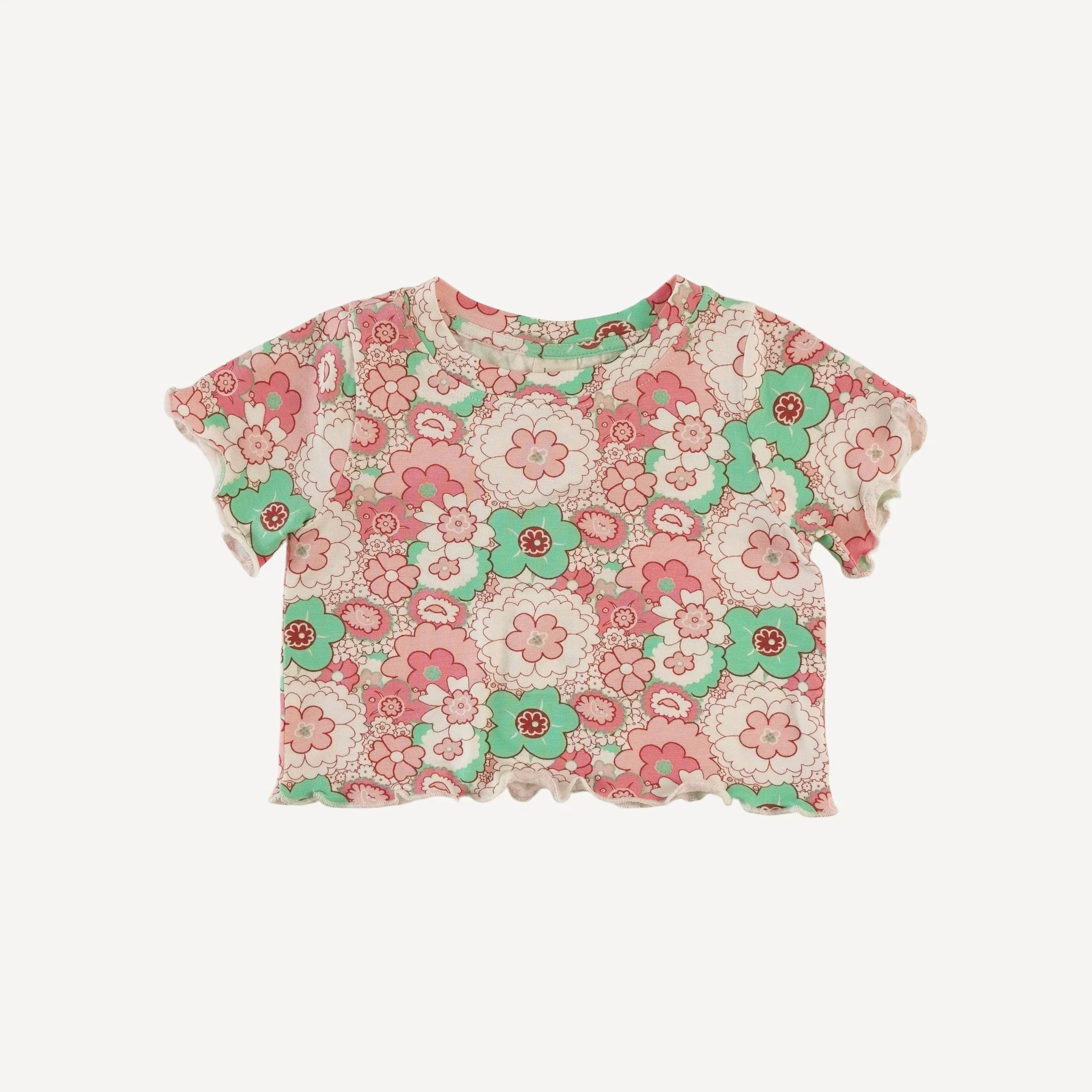 jade short sleeve set | mint pink mid century floral | bamboo - Image 3