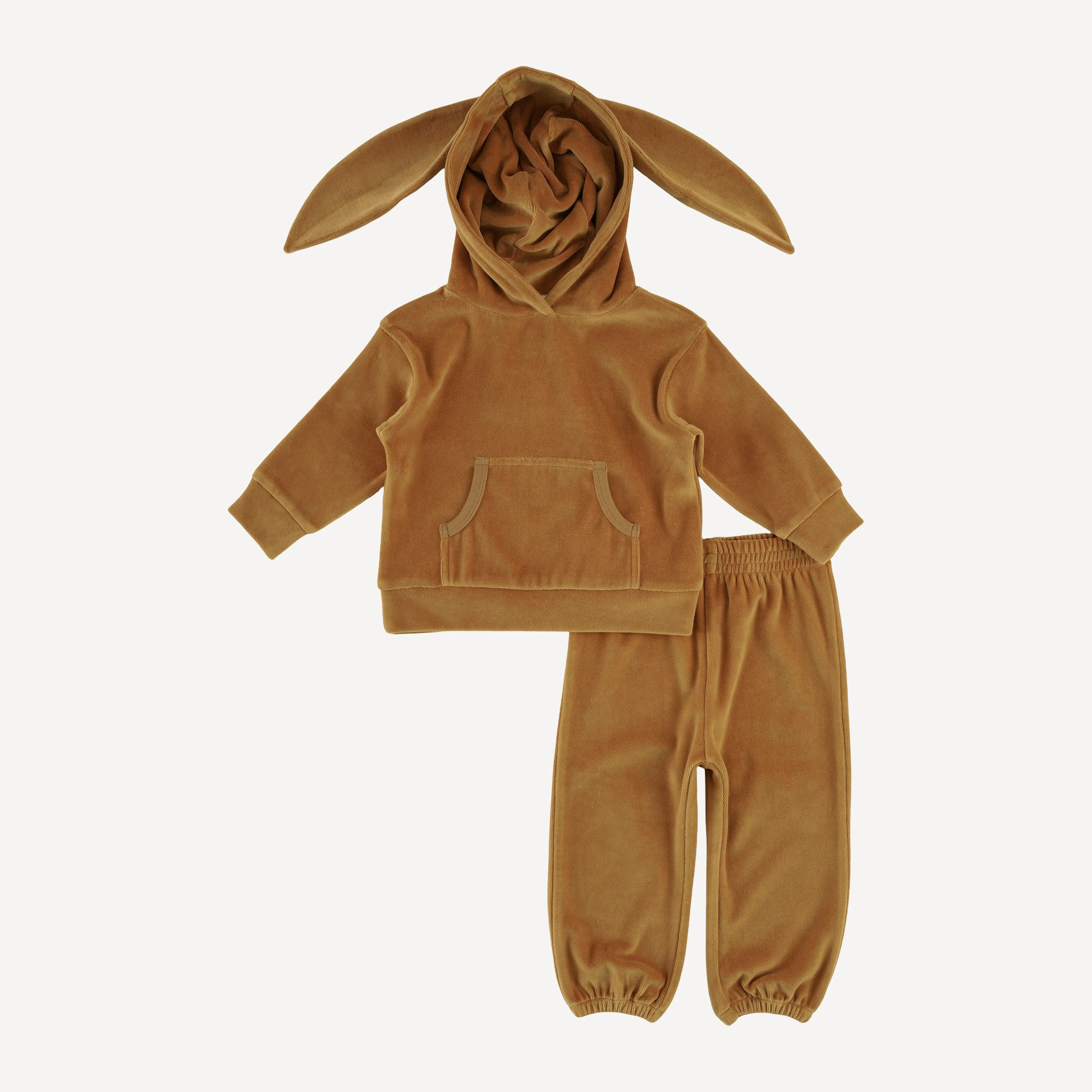 kanga bunny hoodie + relaxed jogger set | apple cinnamon | organic cotton velour