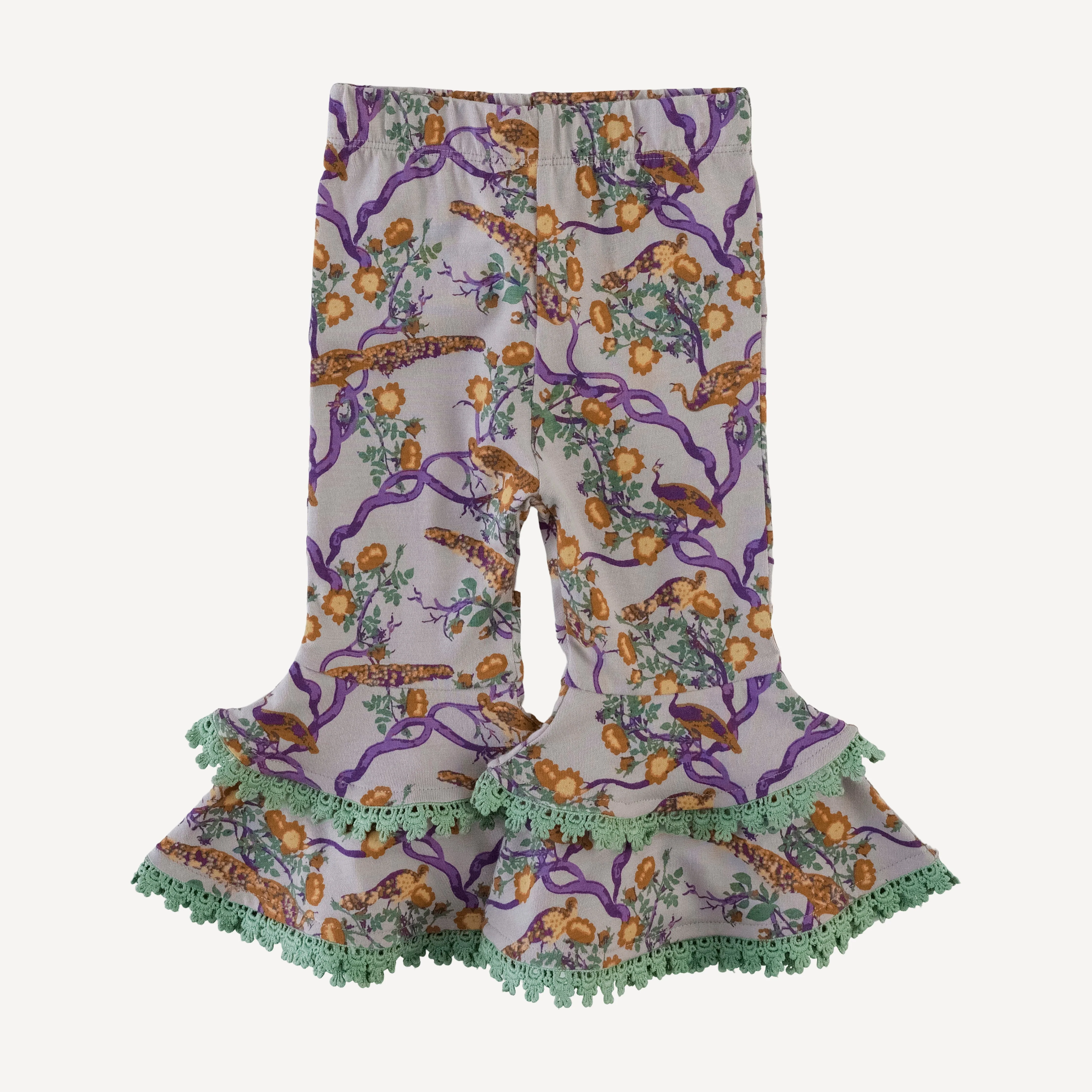 laced anne pant | chinoiserie peacock | organic cotton jersey