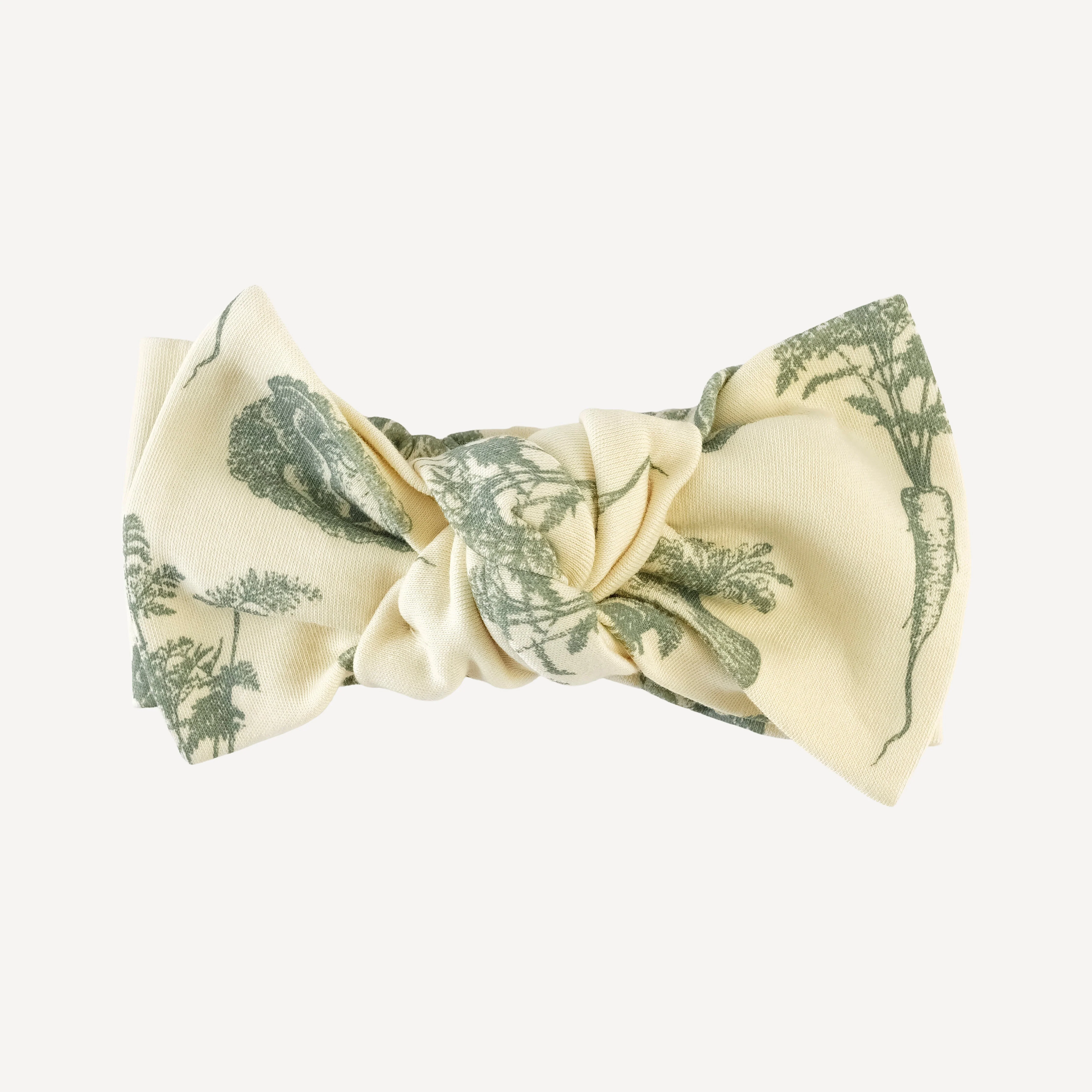 large bow elastic headband | jadeite veggies | organic cotton interlock