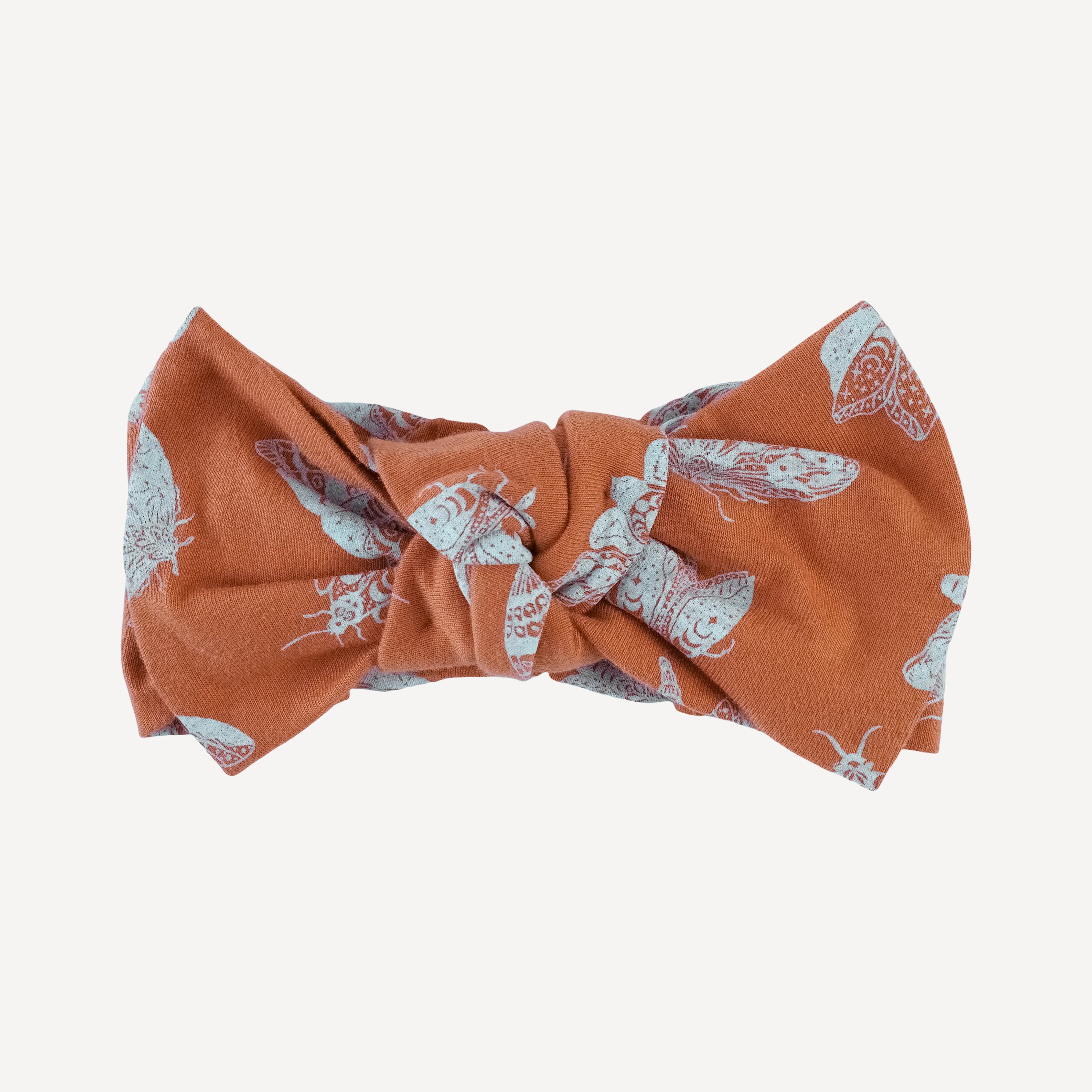 large bow elastic headband | spicy moth scatter | organic cotton jersey
