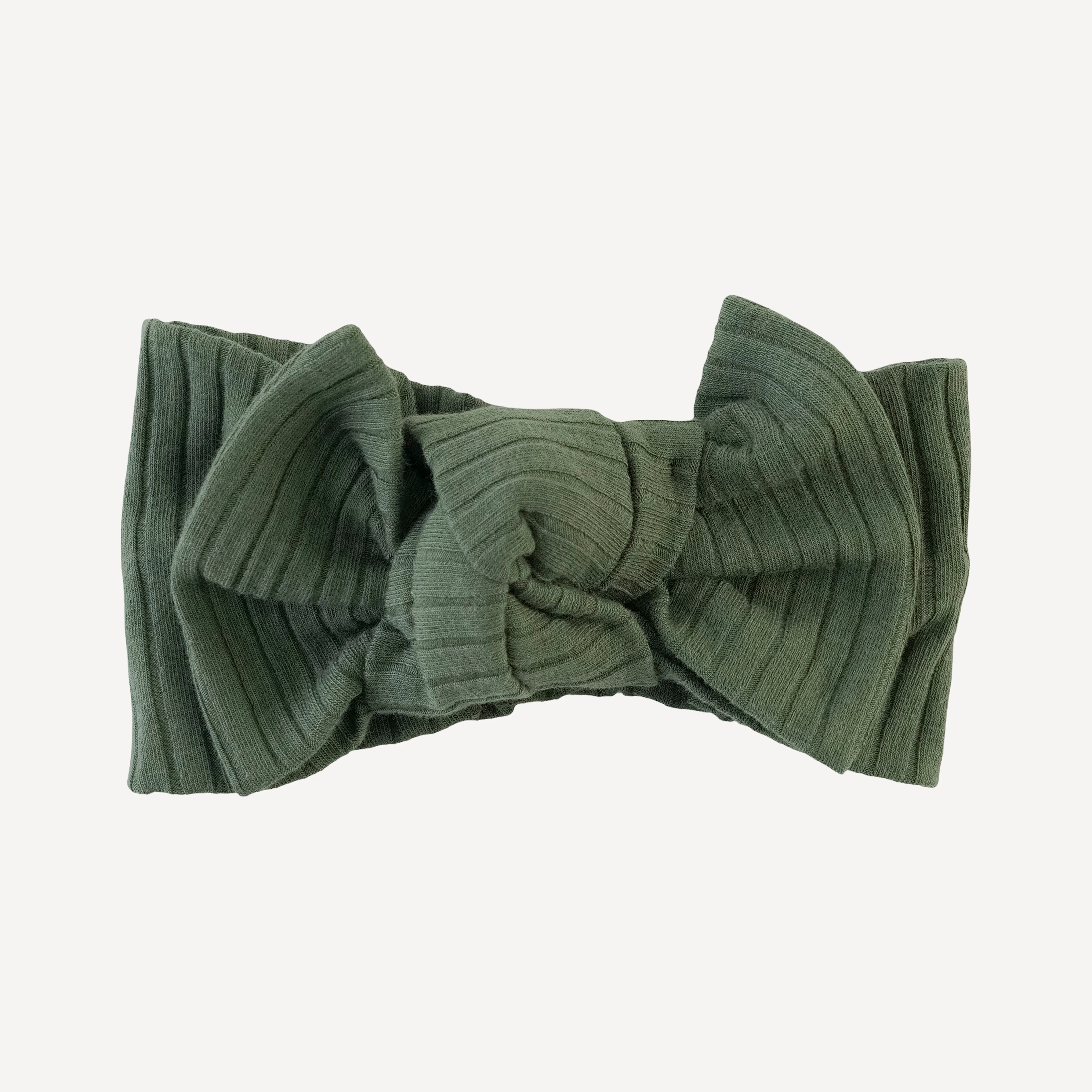 large bow elastic headband | thyme | organic cotton wide rib