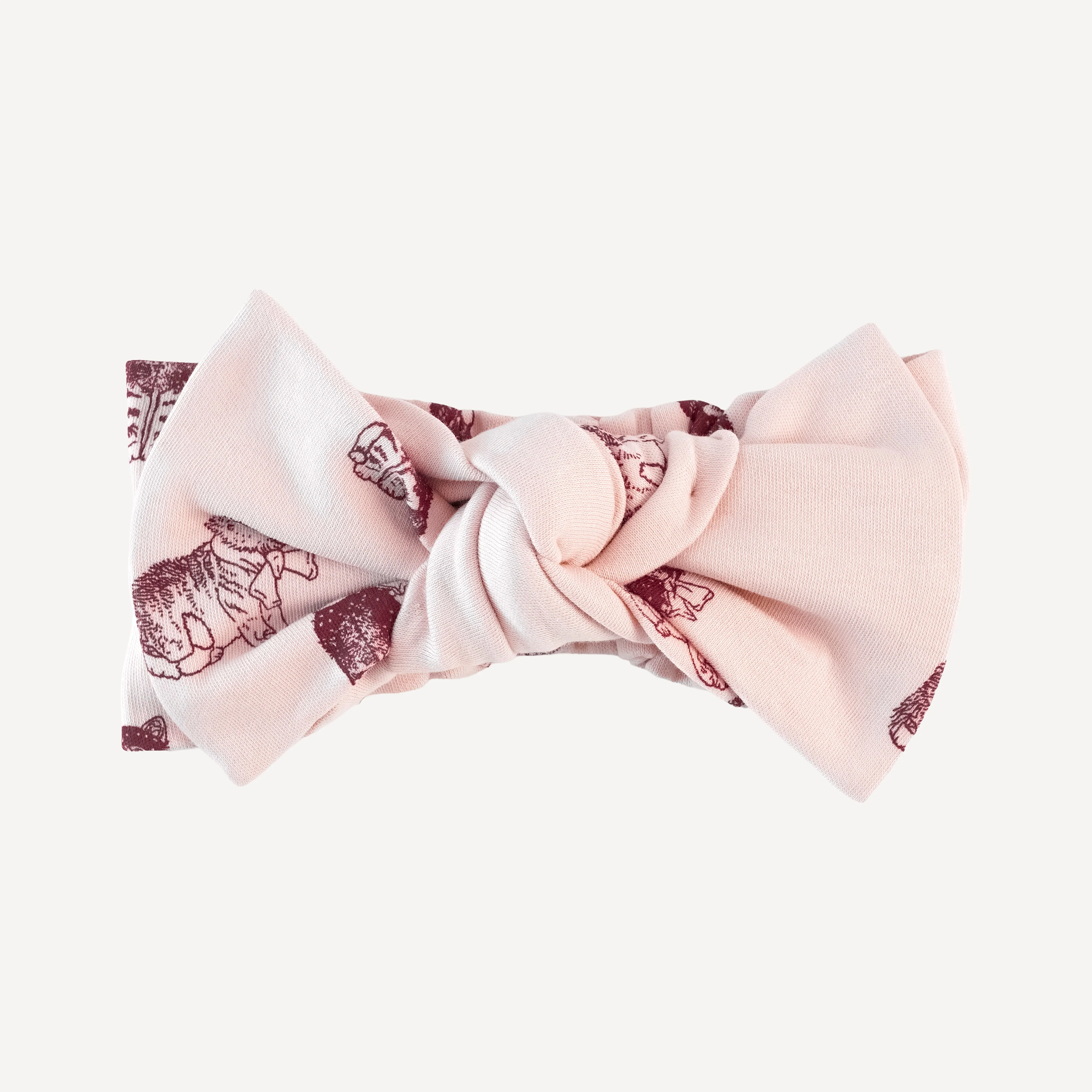 large bow elastic headband | vintage kitty | organic cotton interlock