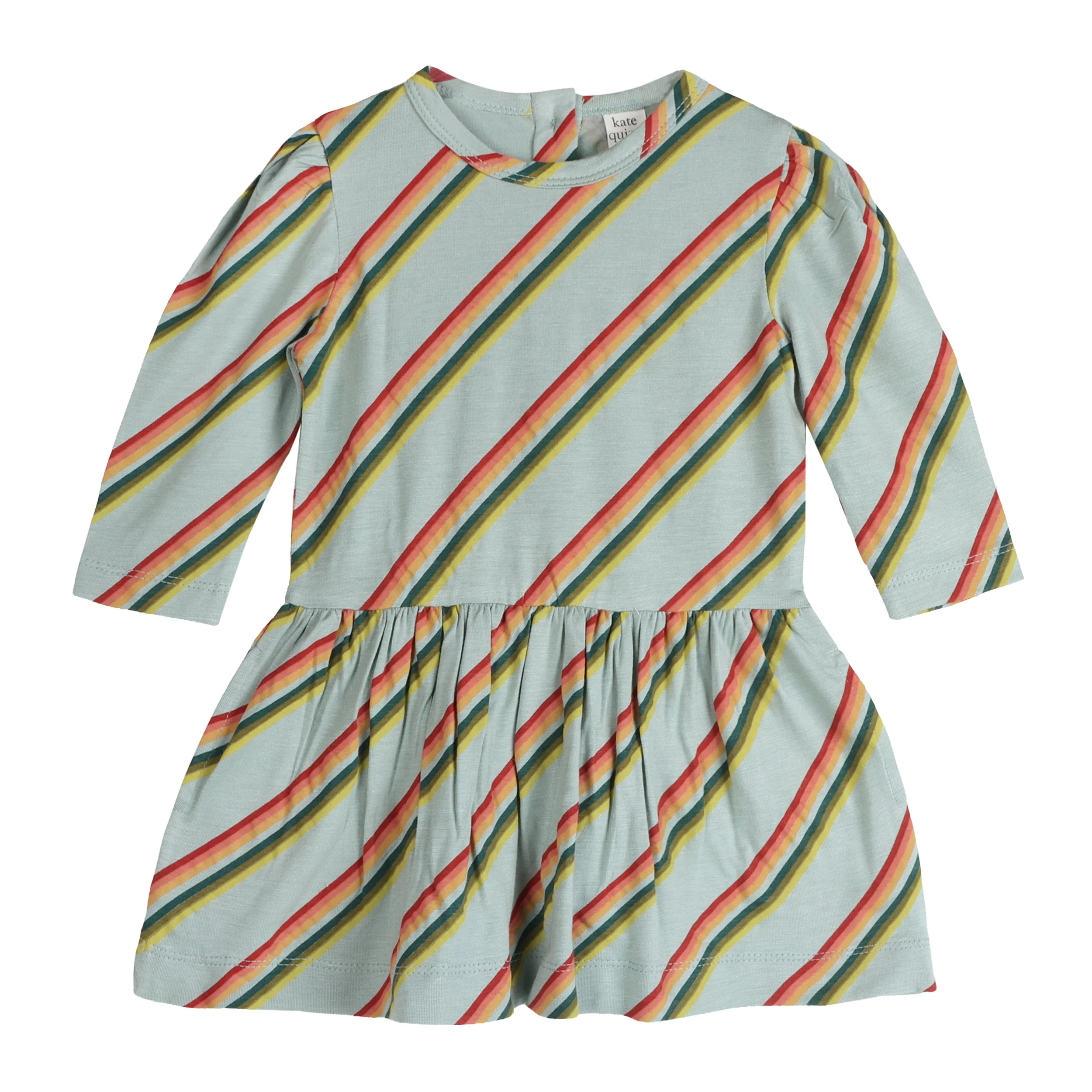 long puff sleeve drop waist dress | 70s ranch stripe | bamboo