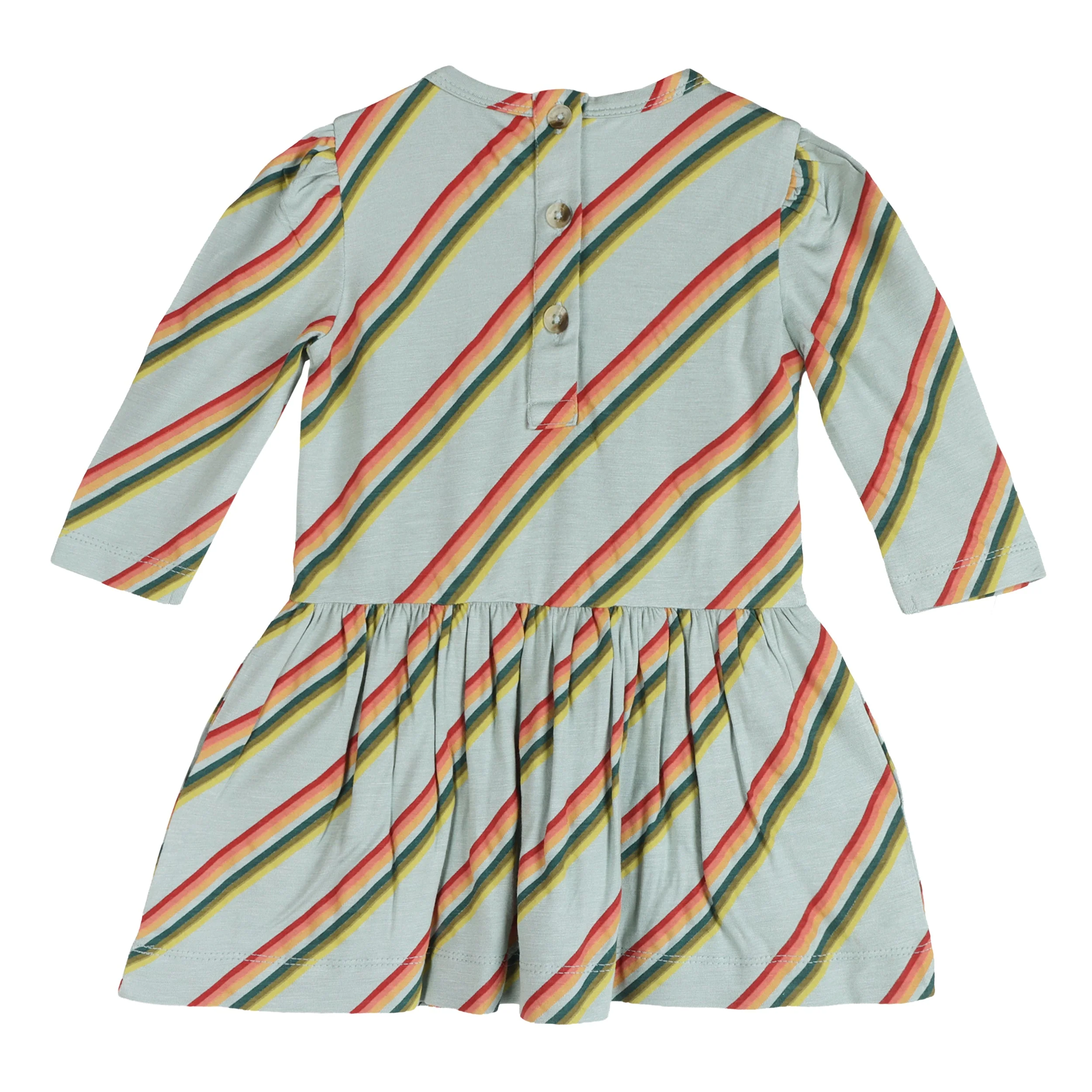 long puff sleeve drop waist dress | 70s ranch stripe | bamboo - Image 3