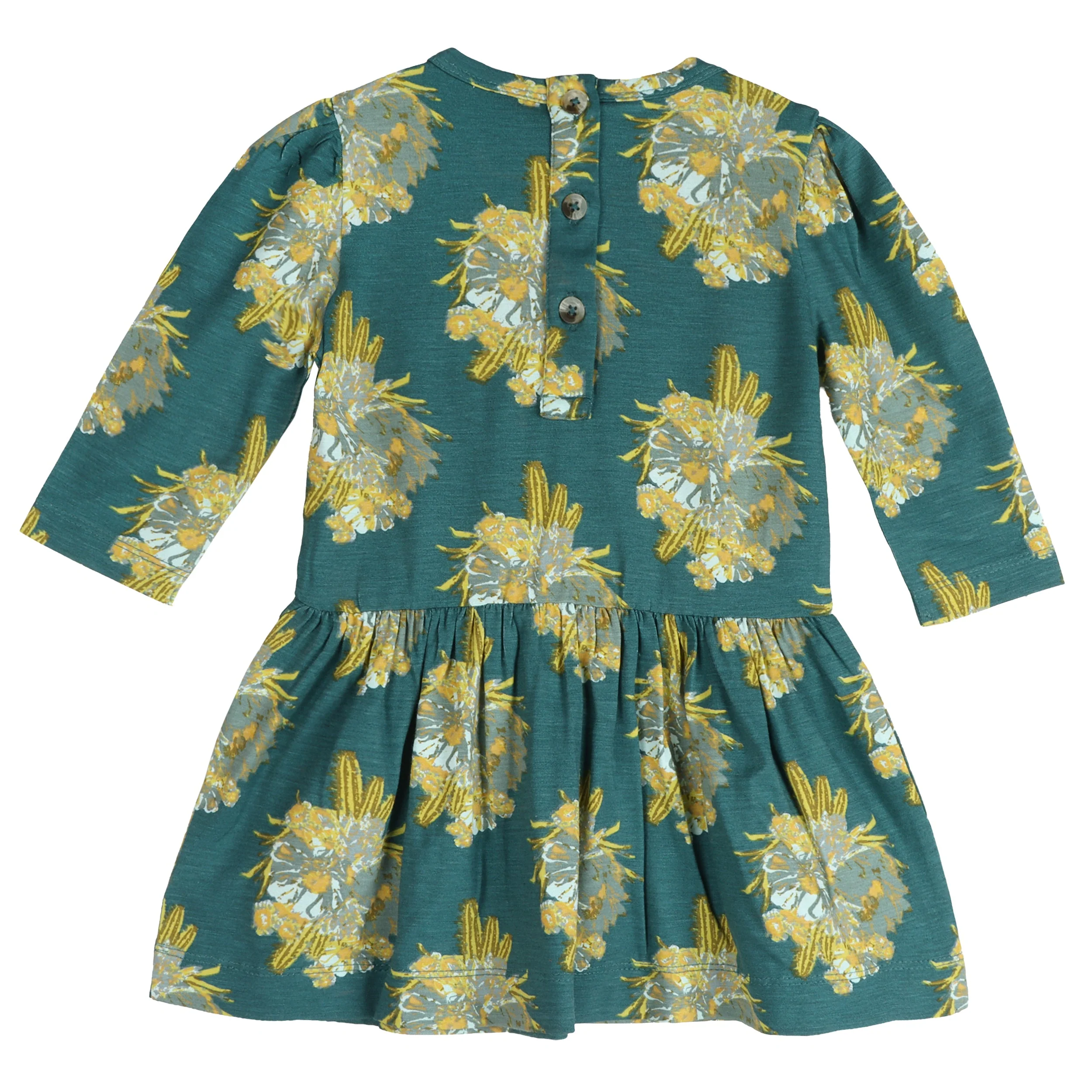 long puff sleeve drop waist dress | cactus floral | bamboo - Image 3