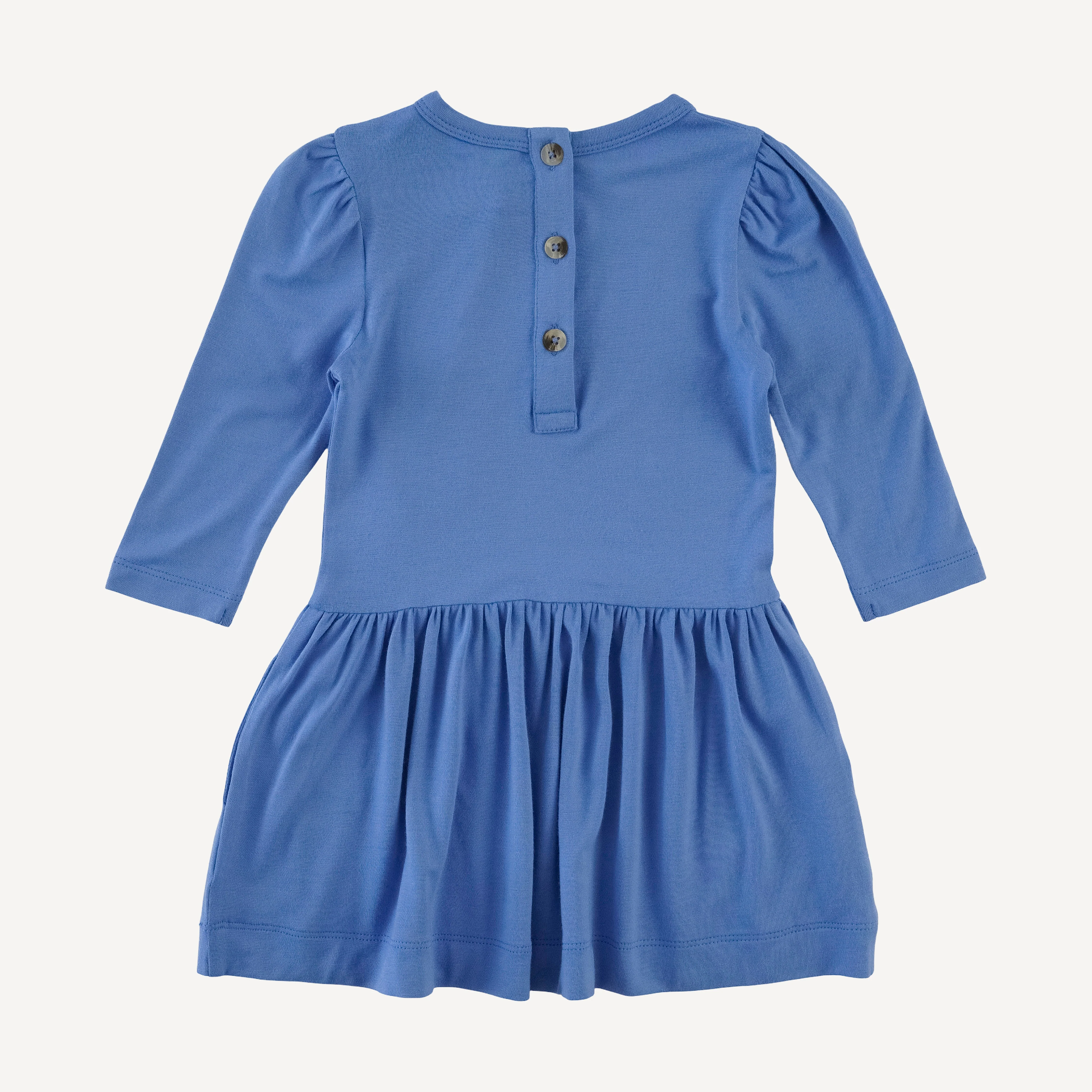 long puff sleeve drop waist dress | marine water | bamboo - Image 3