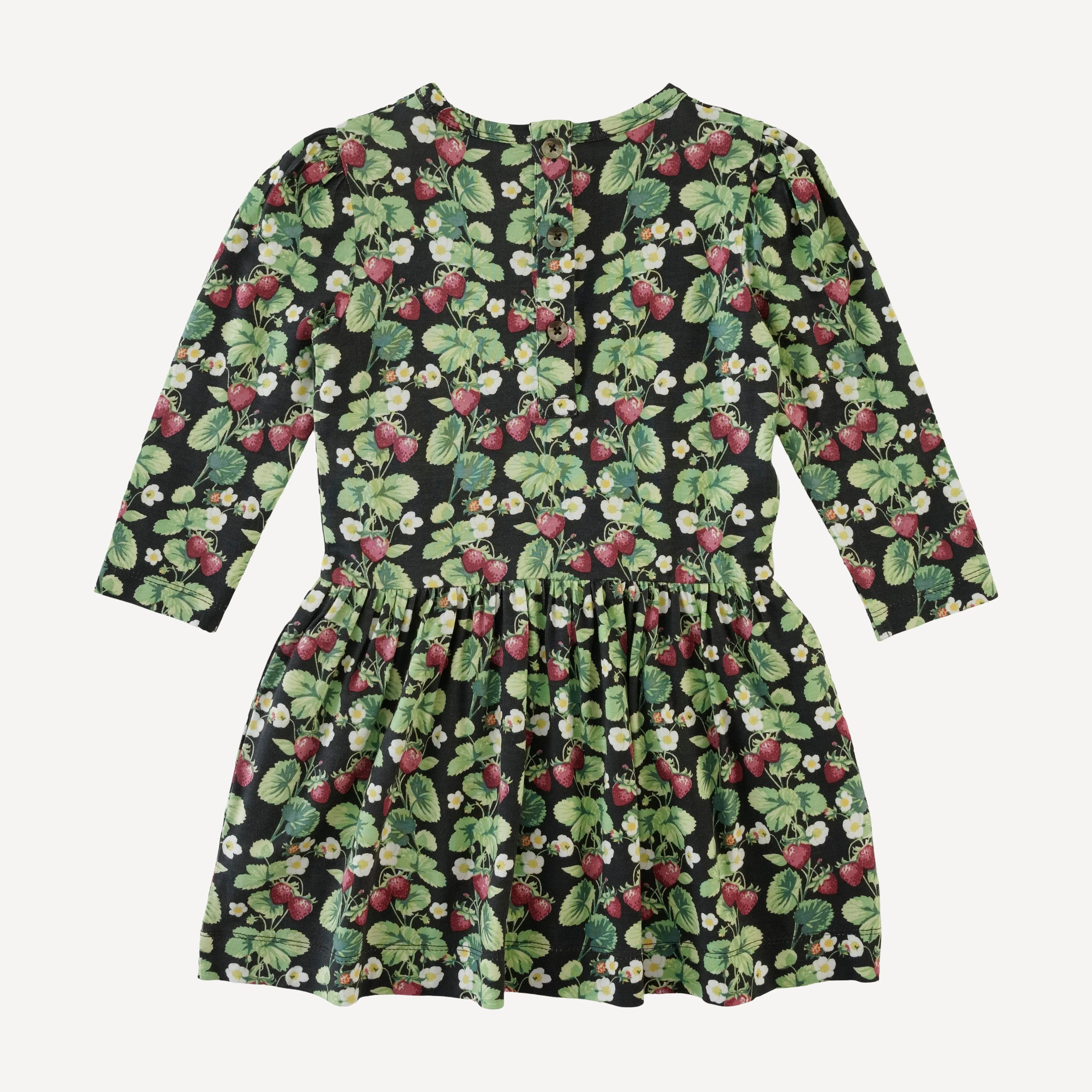 long puff sleeve drop waist dress | strawberry vine | bamboo - Image 3