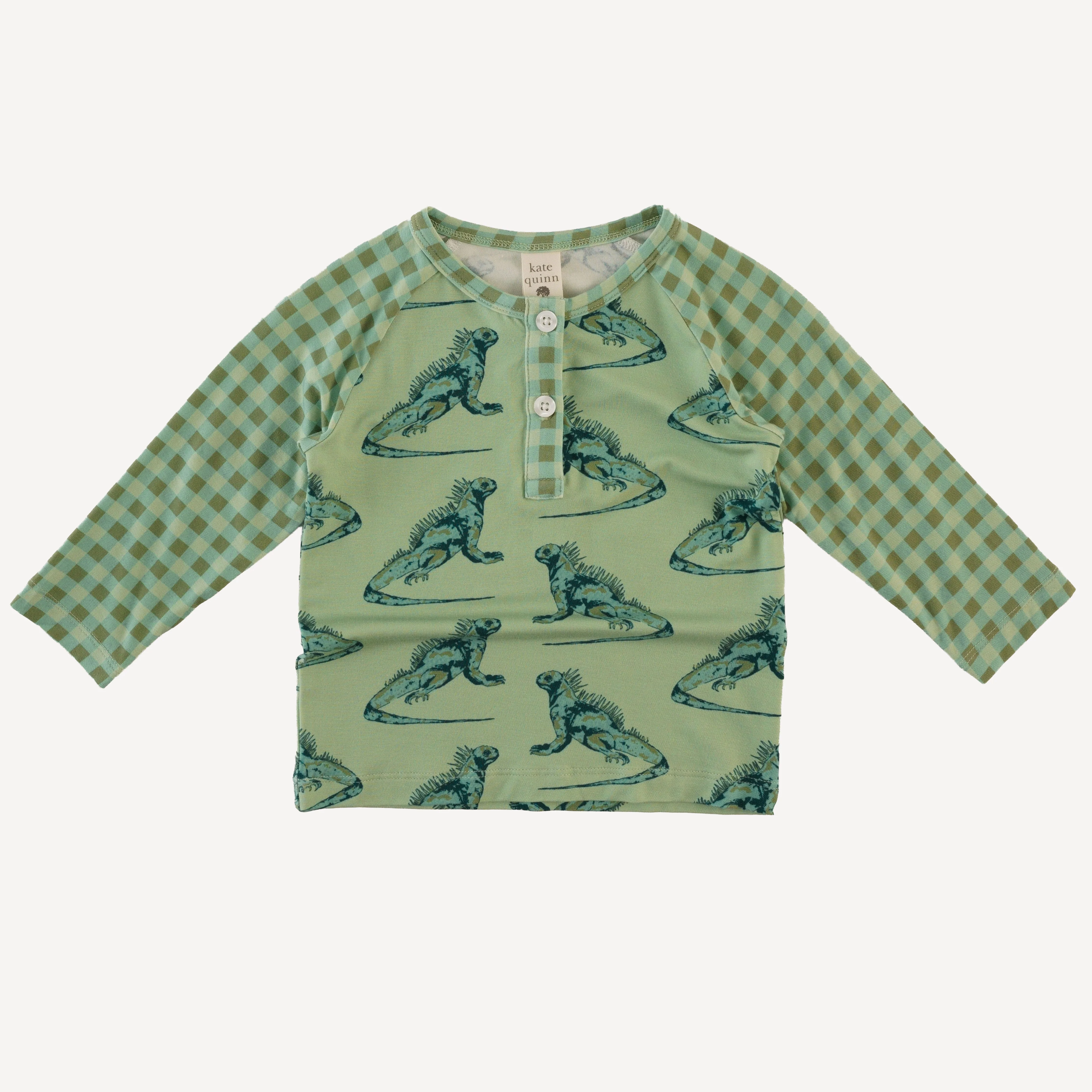 long sleeve baseball henley tee | iguana | light weight bamboo