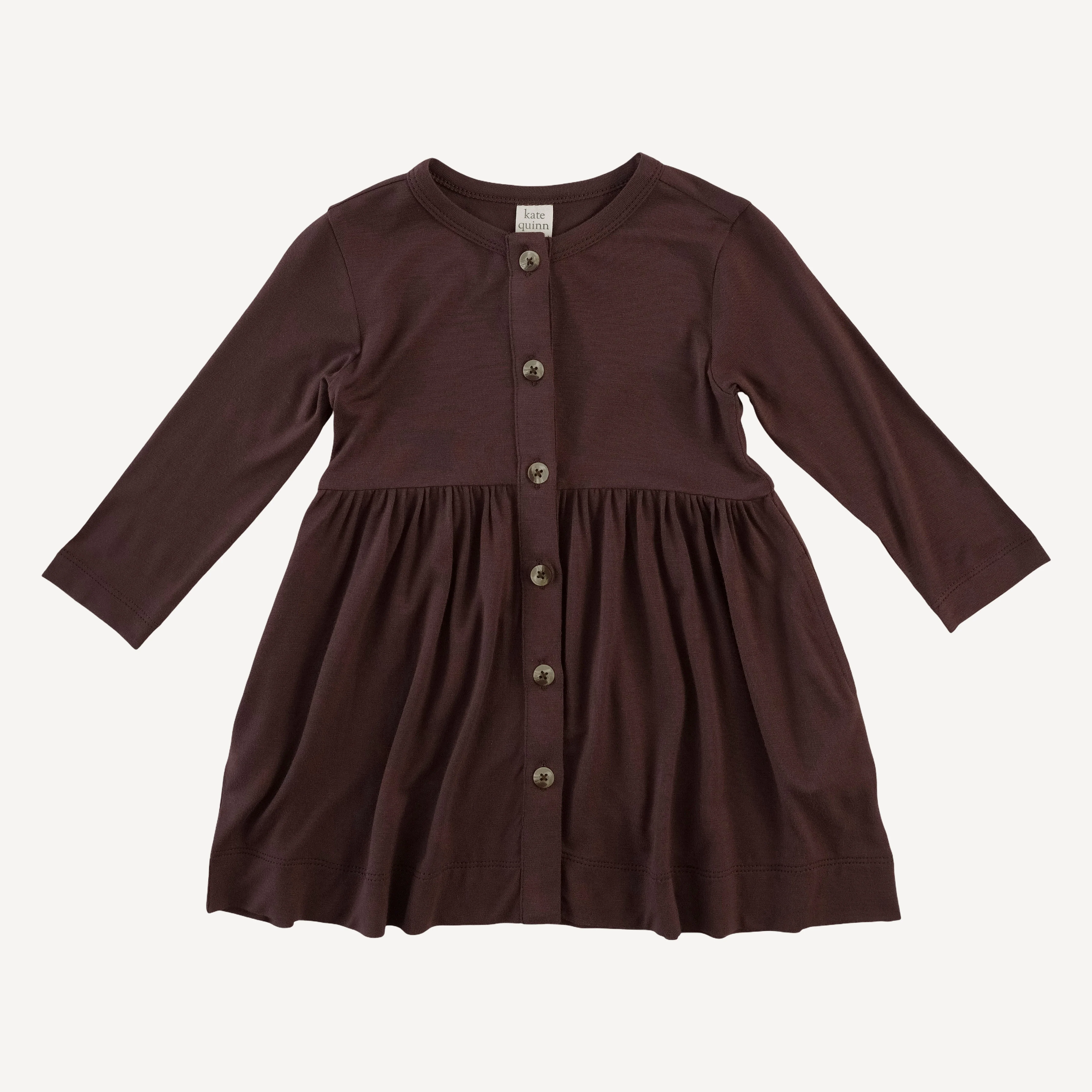 long sleeve button dress | dark fig | bamboo