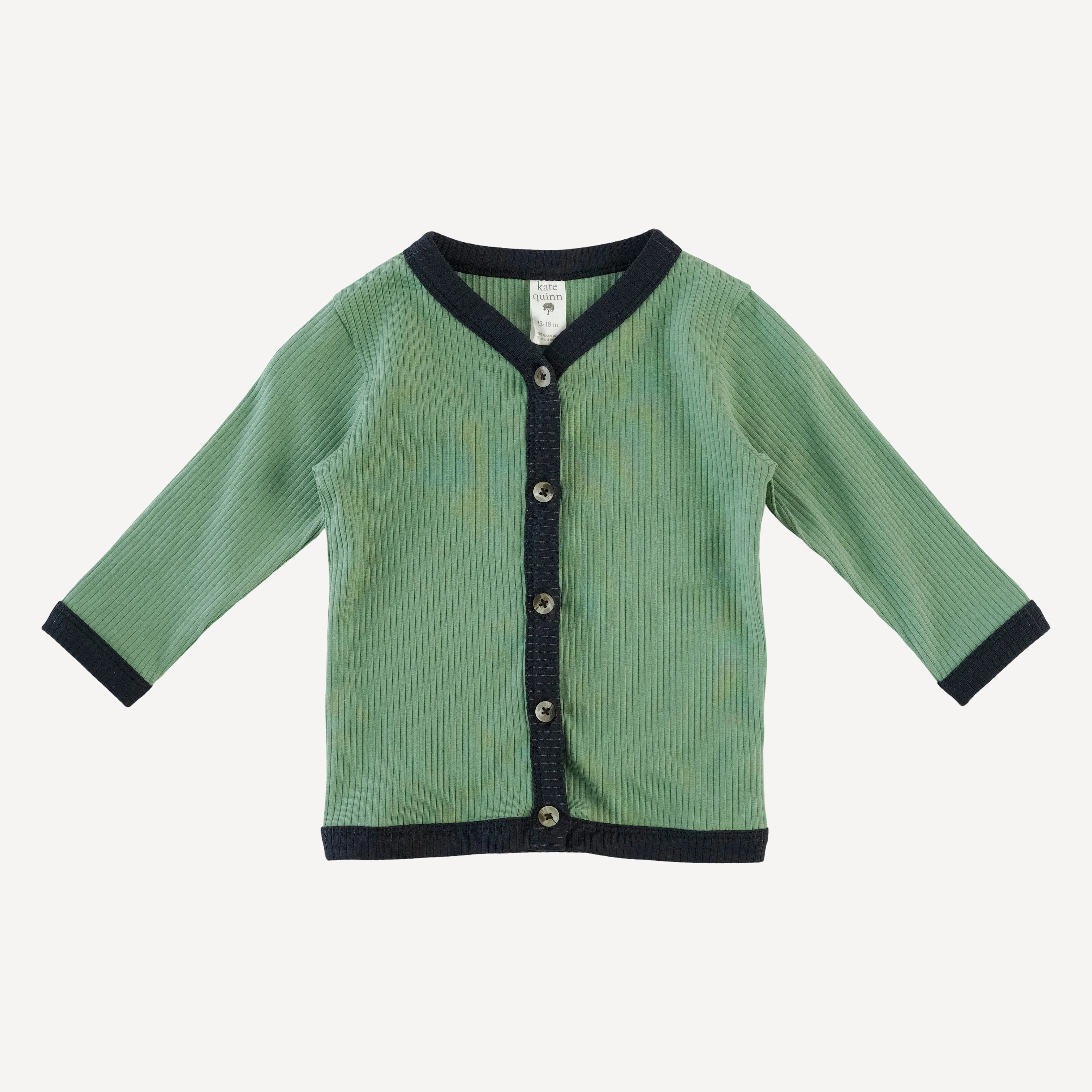 long sleeve classic v-neck cardigan | hedge | organic cotton single rib
