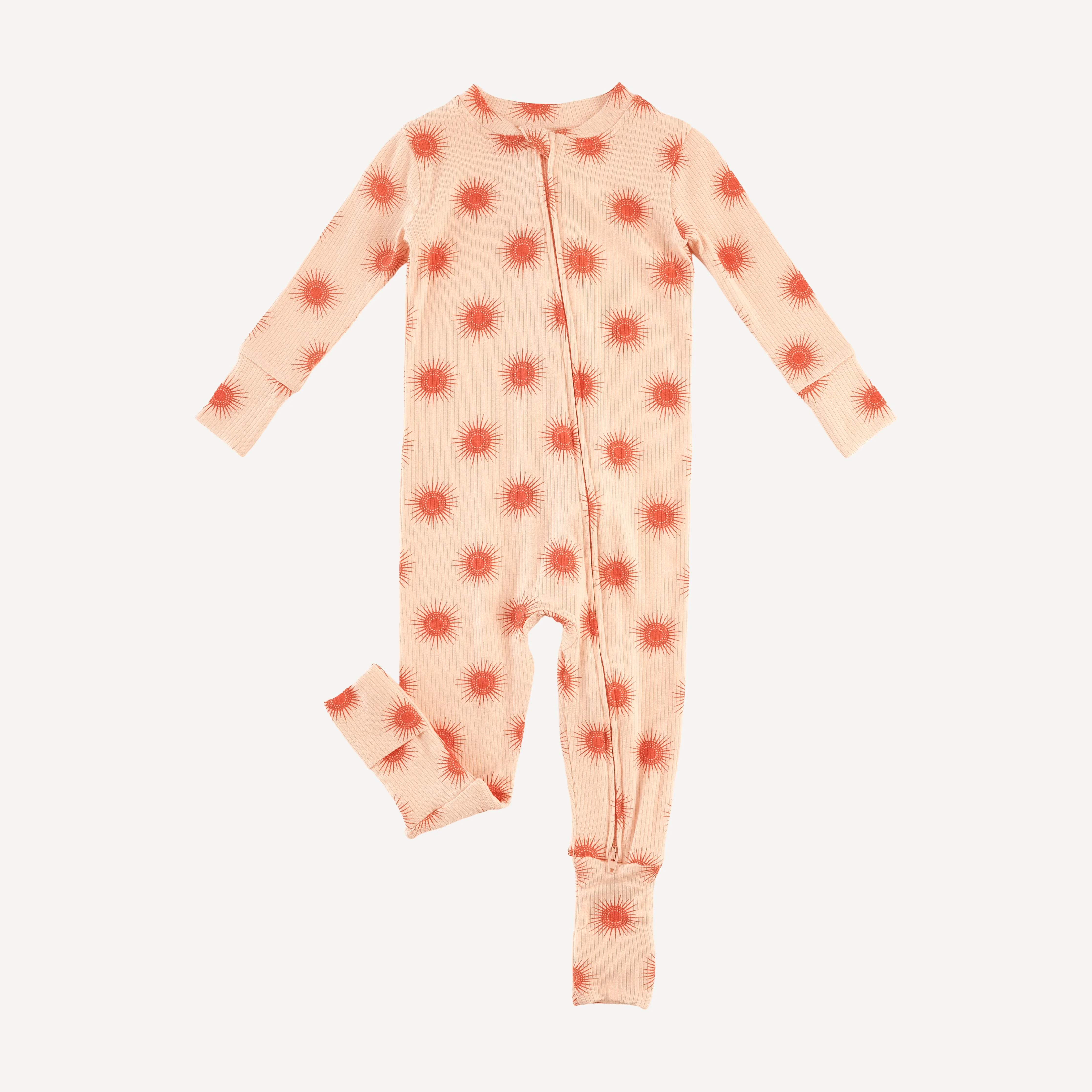 long sleeve convertible zippy pj | emberglow tiny sun | modal skinny rib - Image 3