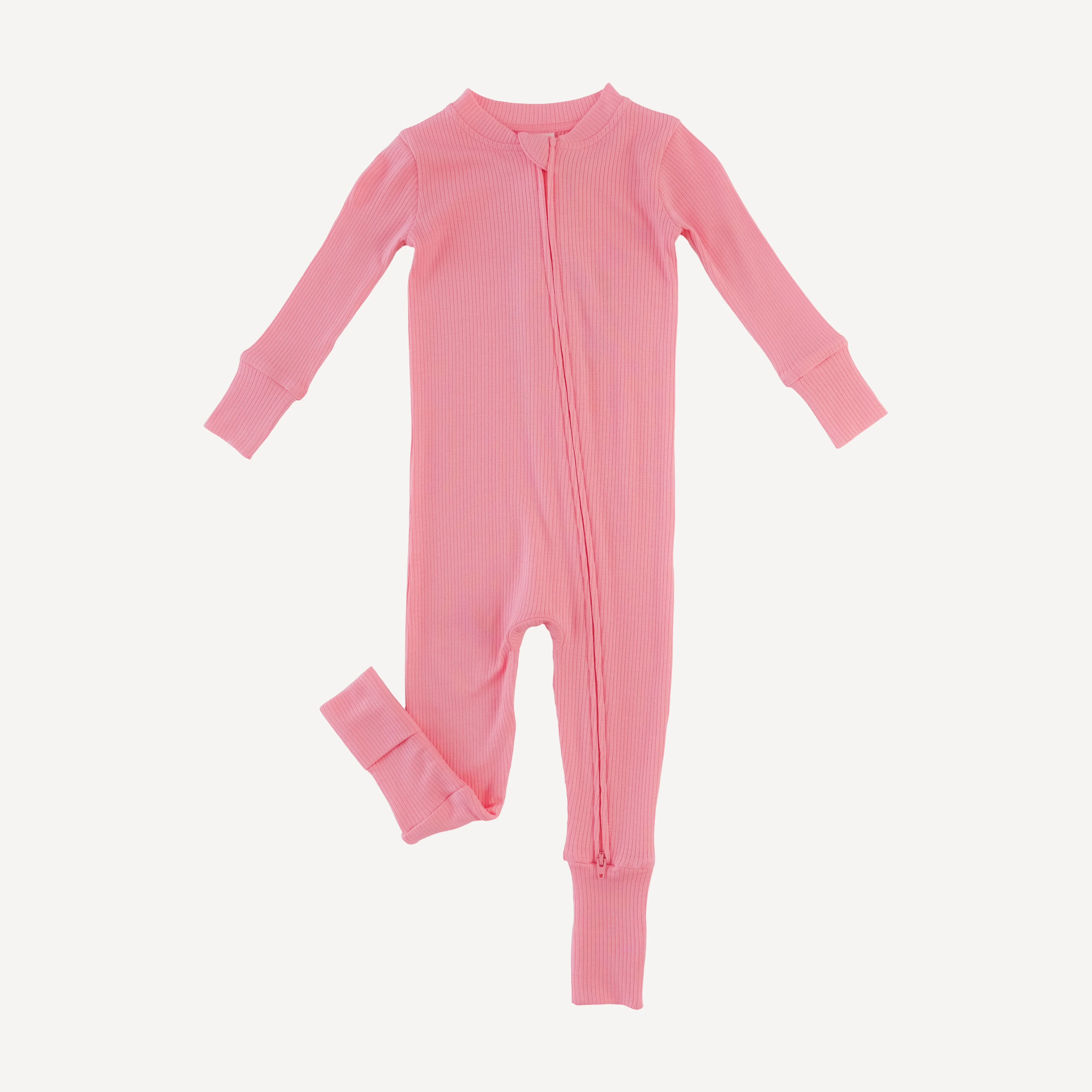 long sleeve convertible zippy pj | french pink | modal skinny rib - Image 3
