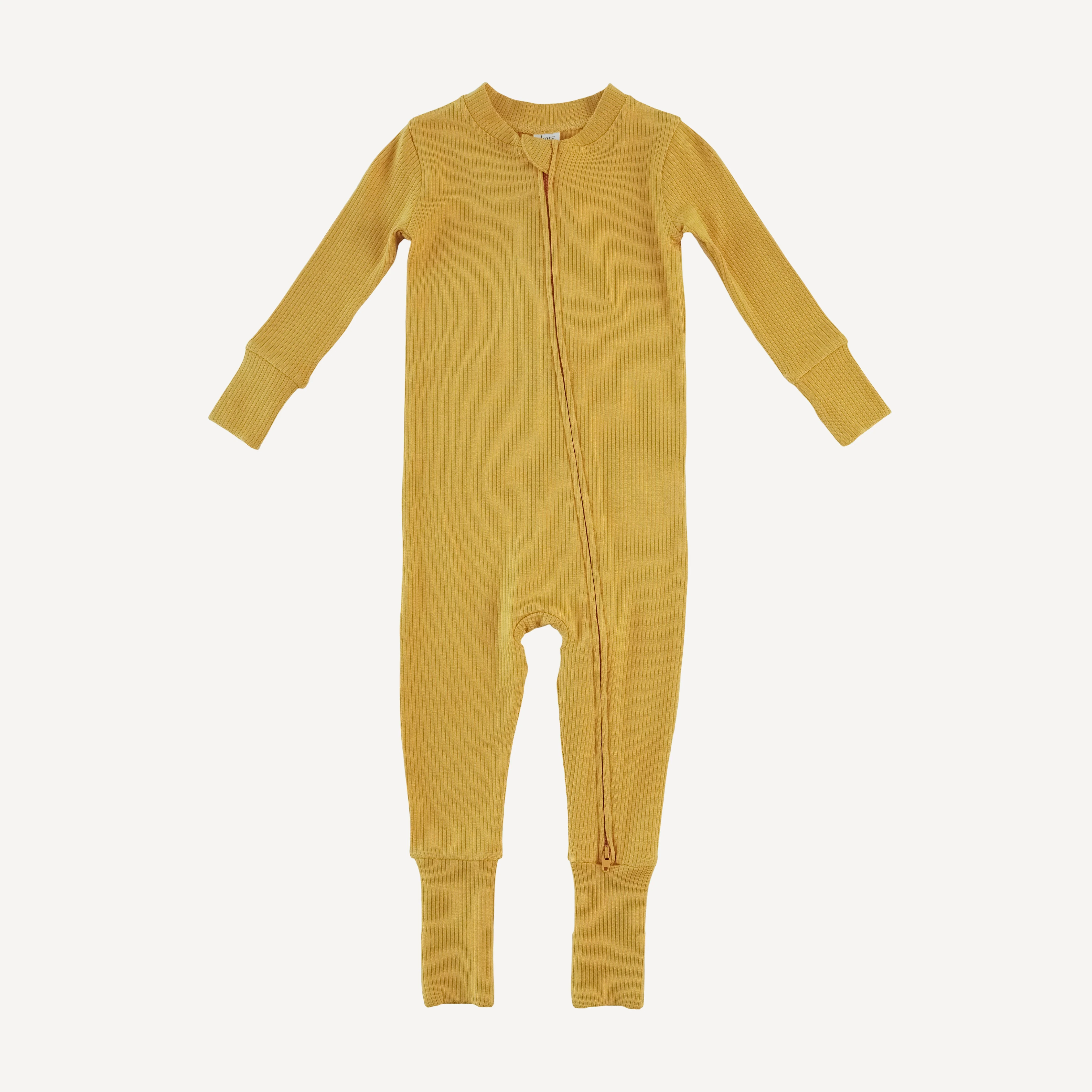 long sleeve convertible zippy pj | golden sun | modal skinny rib