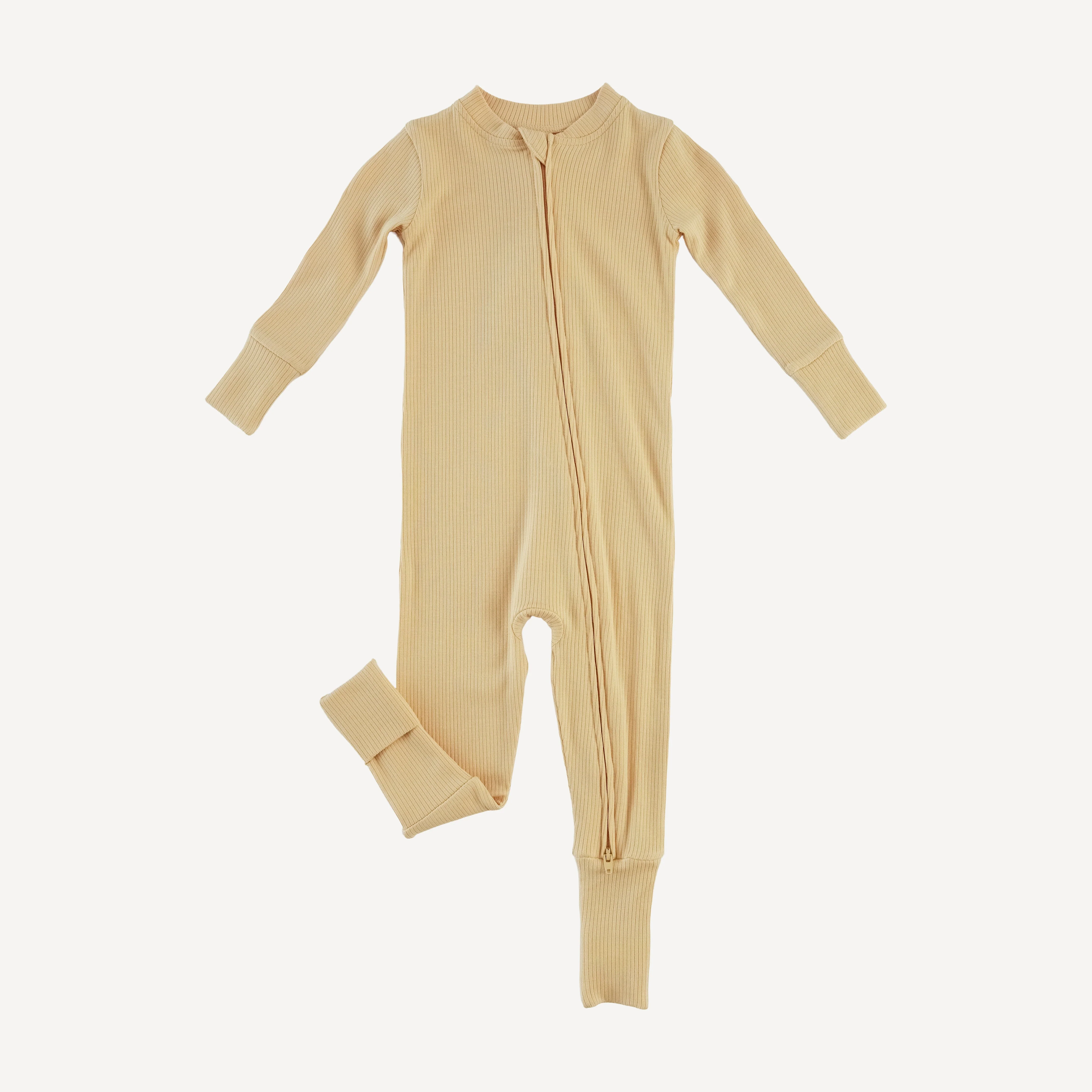 long sleeve convertible zippy pj | marzipan | modal skinny rib - Image 3
