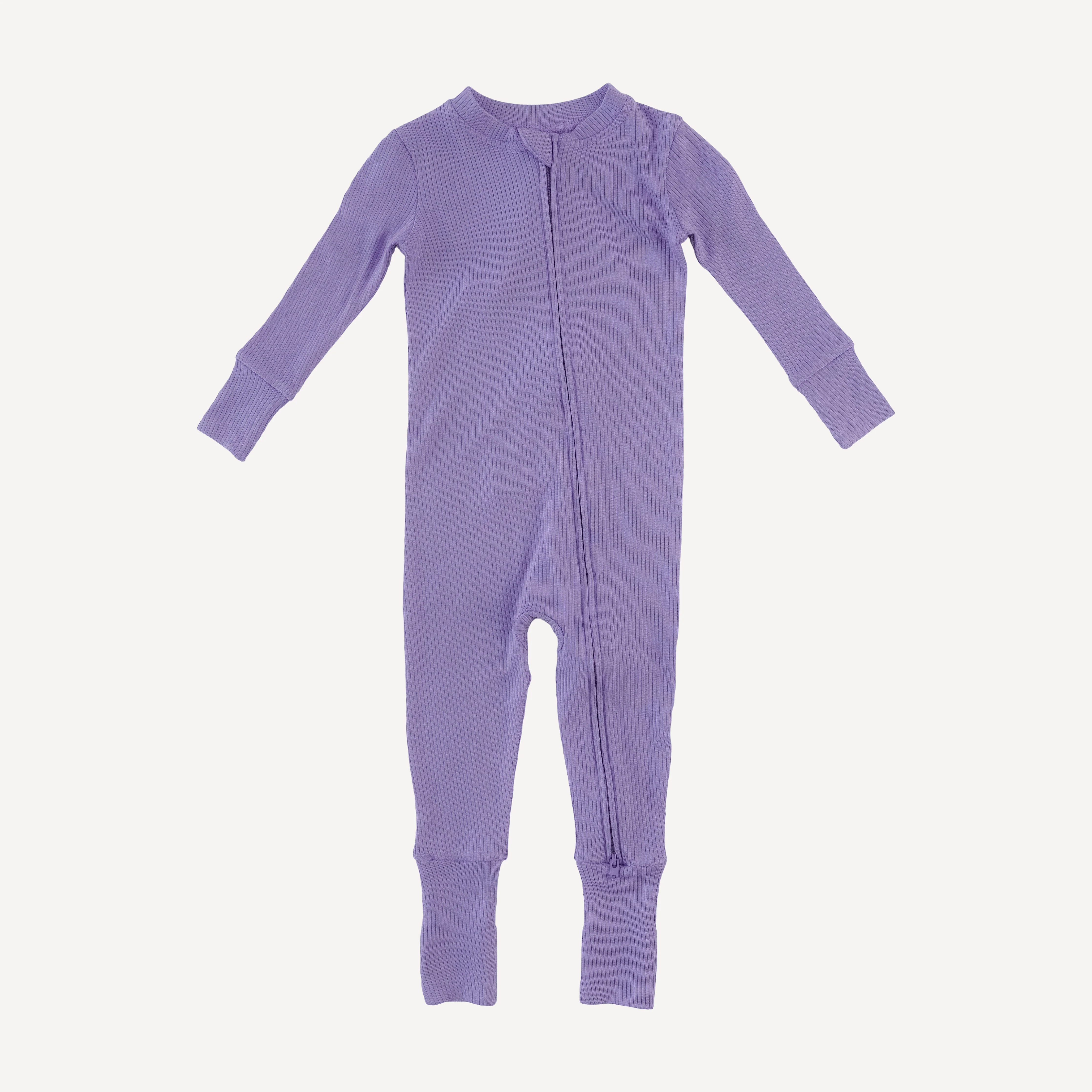 long sleeve convertible zippy pj | paisley purple | modal skinny rib