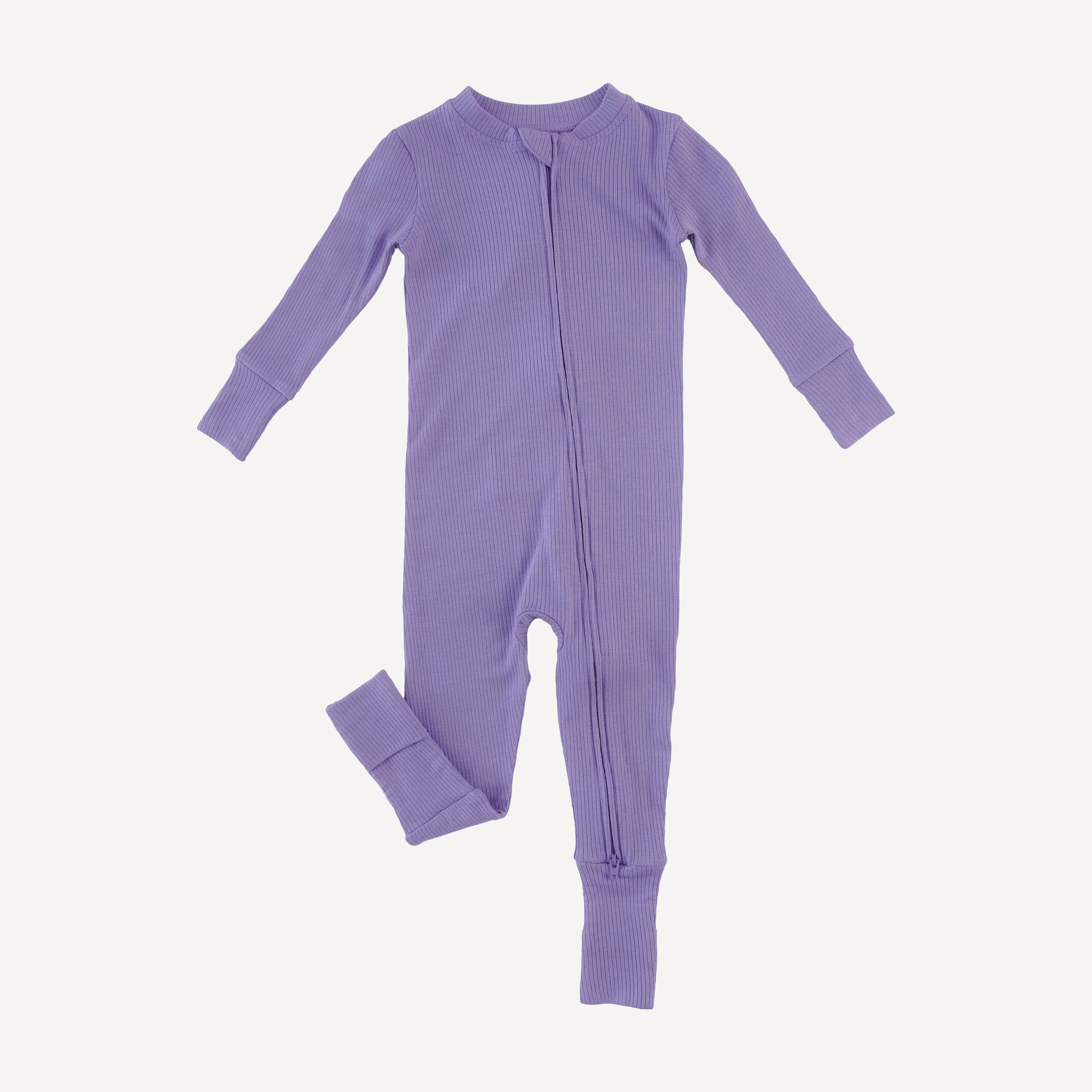 long sleeve convertible zippy pj | paisley purple | modal skinny rib - Image 3
