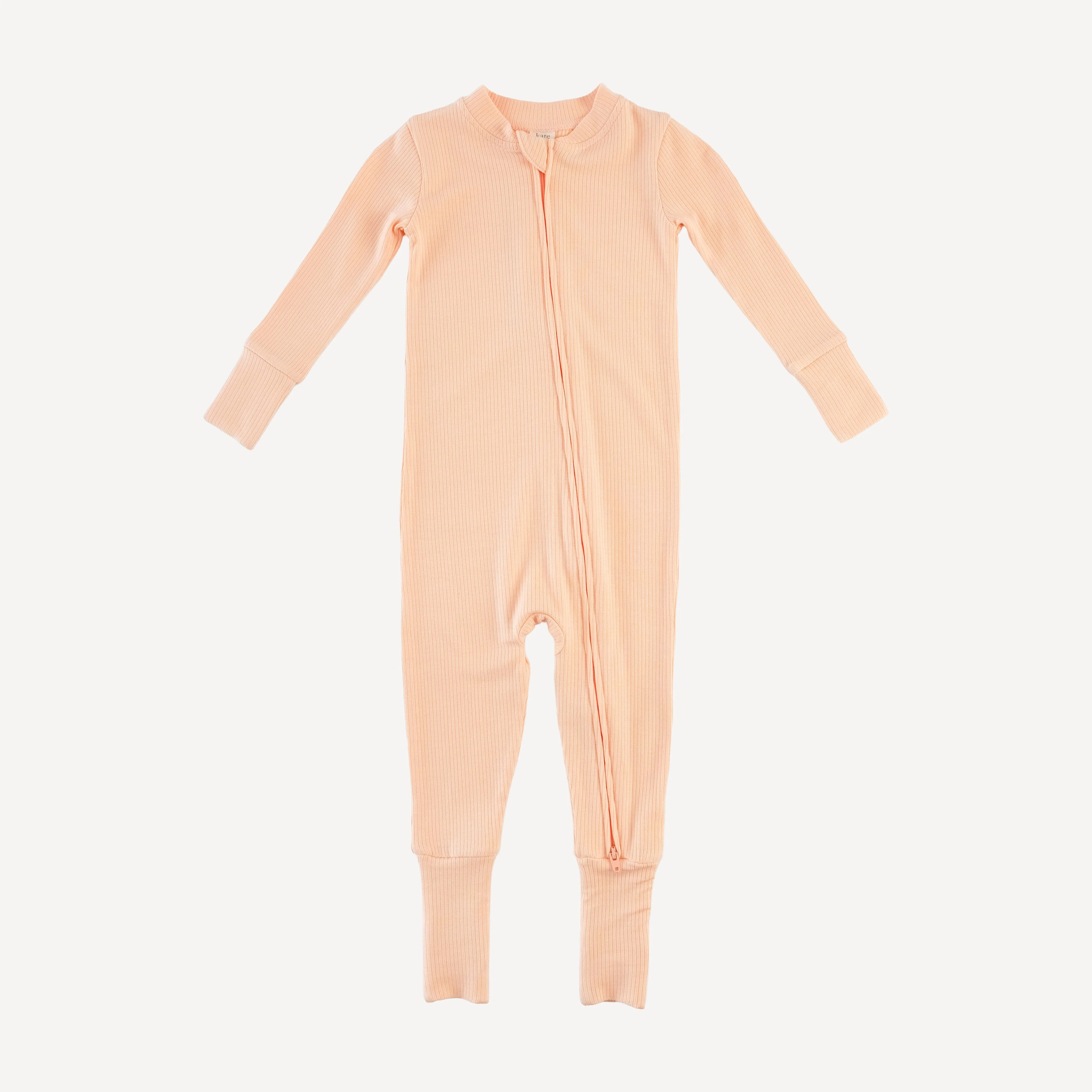 long sleeve convertible zippy pj | peach | modal skinny rib