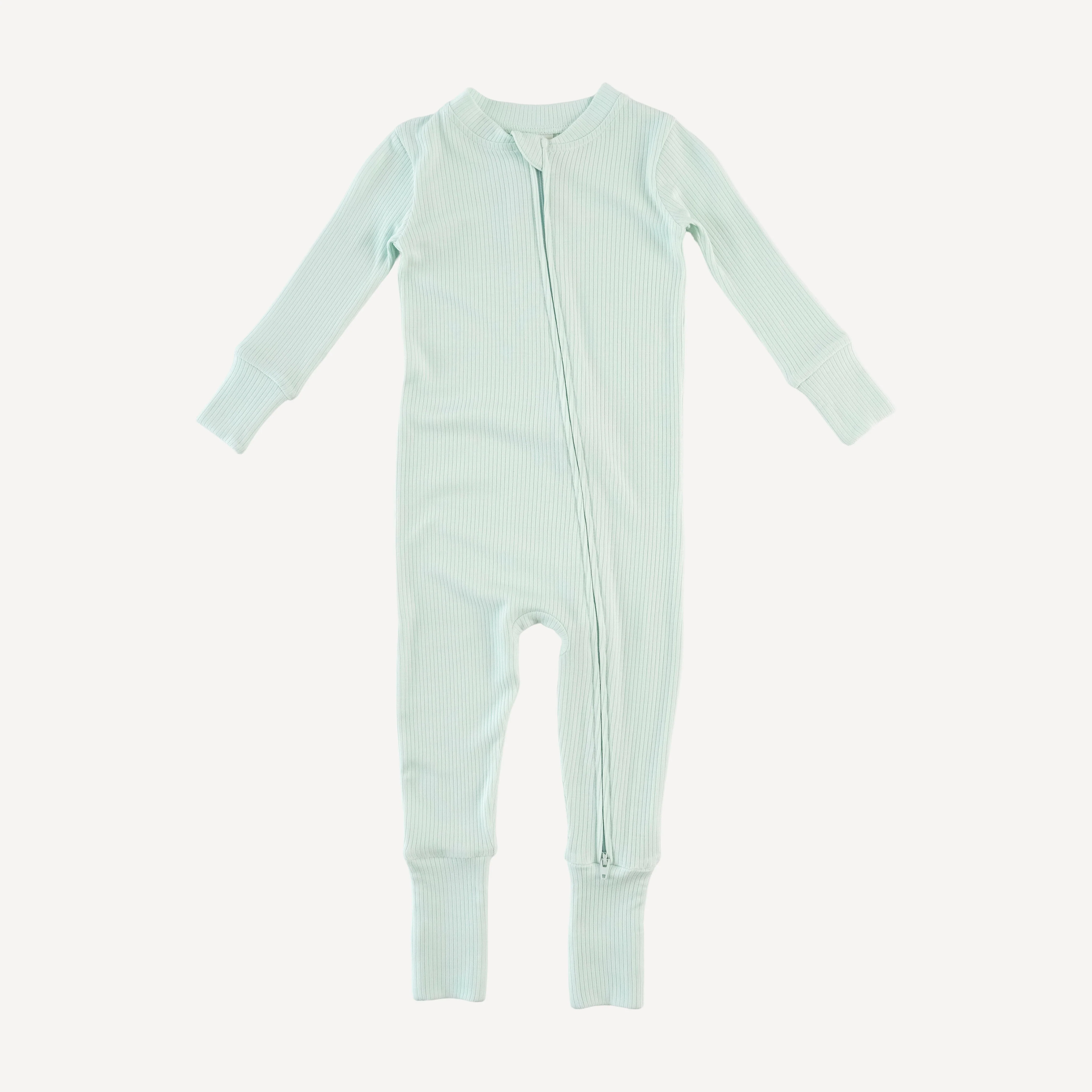 long sleeve convertible zippy pj | sea mist | modal skinny rib