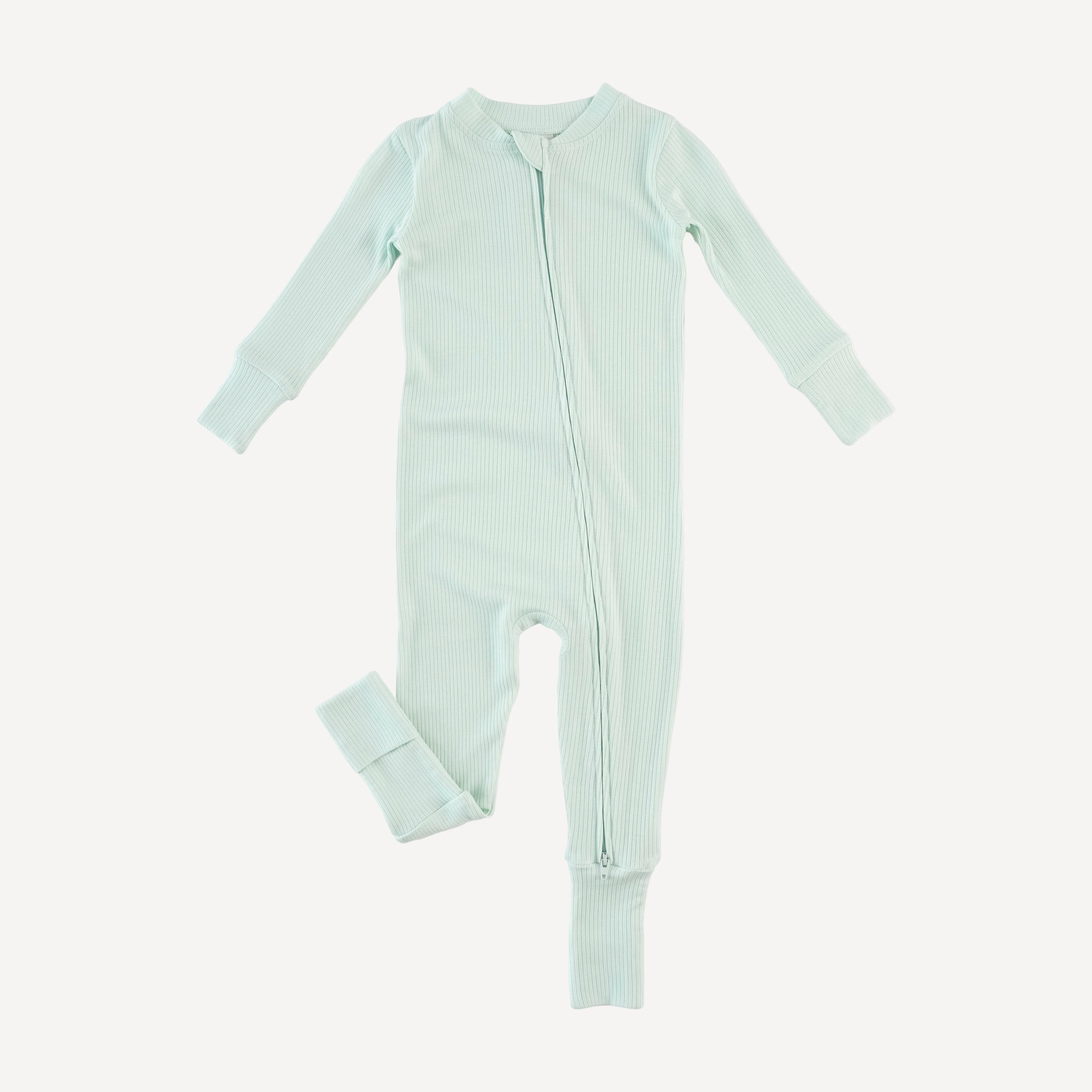 long sleeve convertible zippy pj | sea mist | modal skinny rib - Image 3