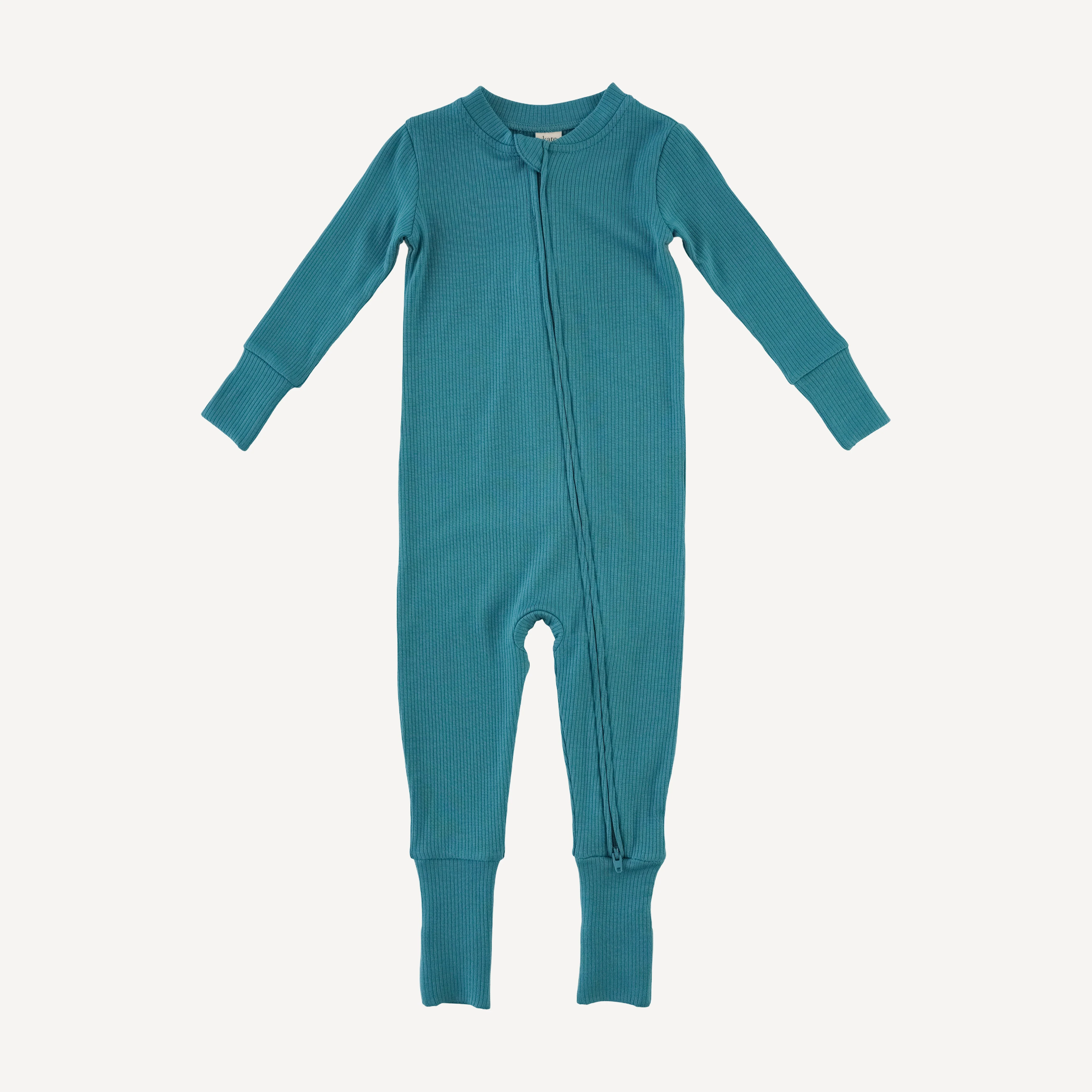 long sleeve convertible zippy pj | teal | modal skinny rib