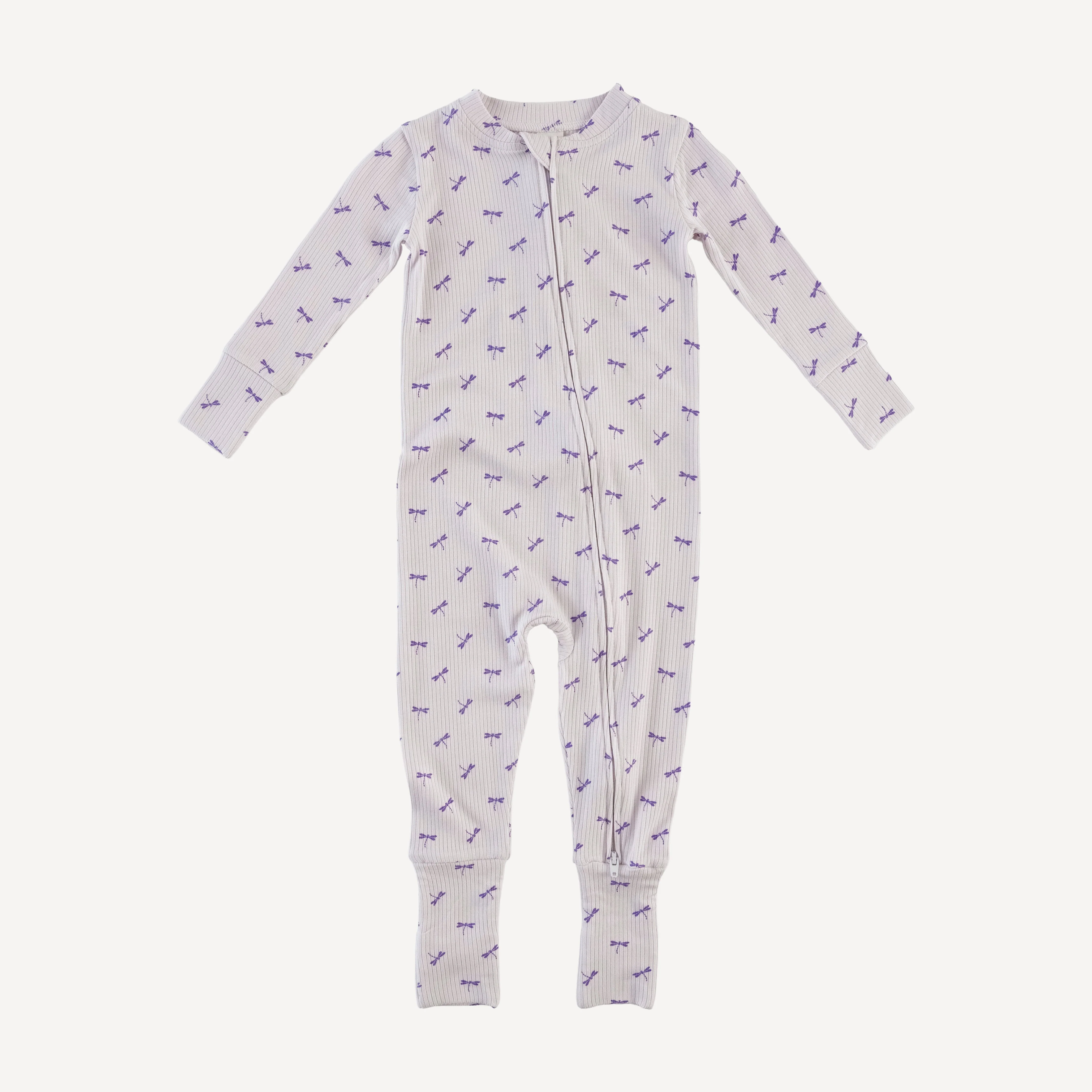 long sleeve convertible zippy pj | tiny dragonfly | modal skinny rib