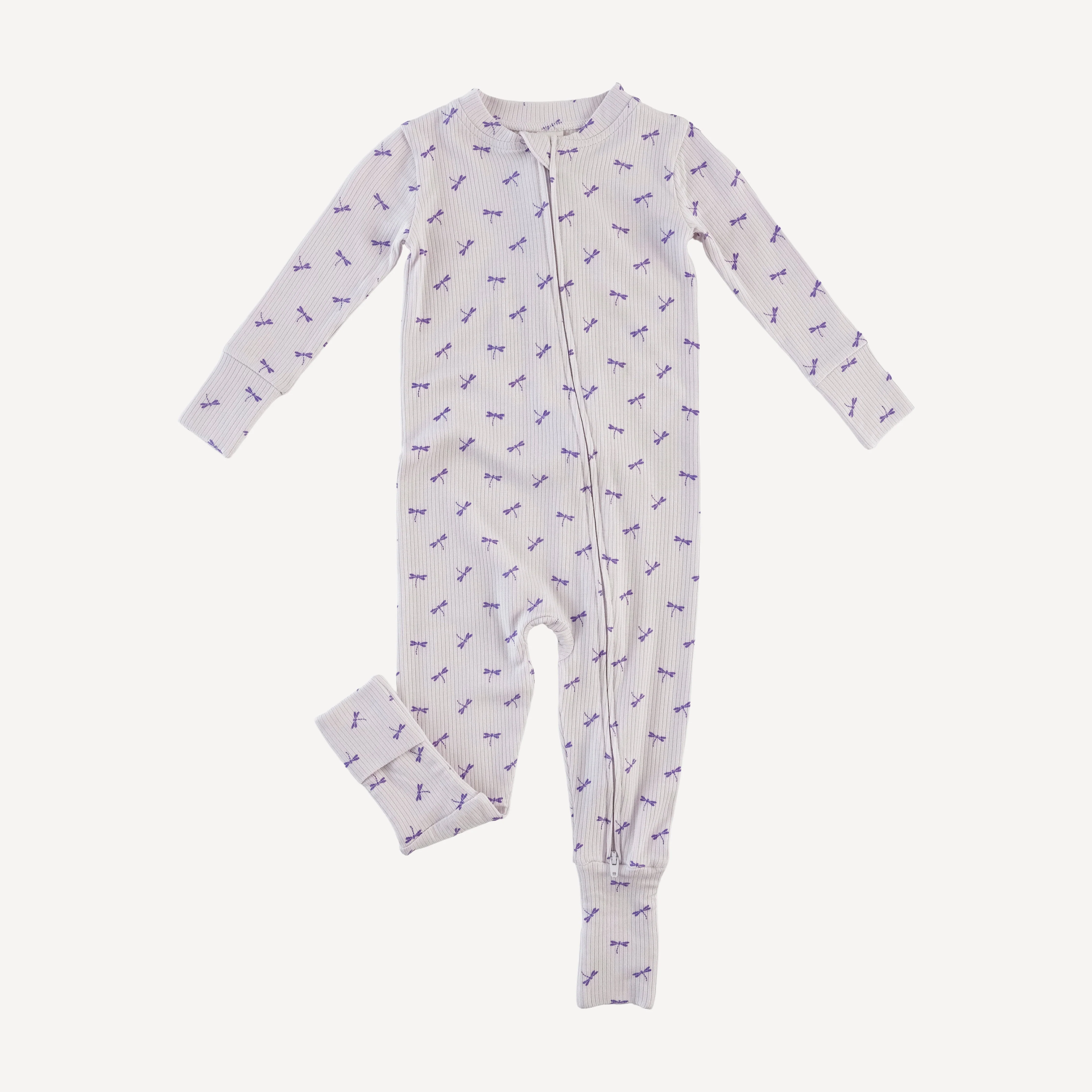 long sleeve convertible zippy pj | tiny dragonfly | modal skinny rib - Image 3