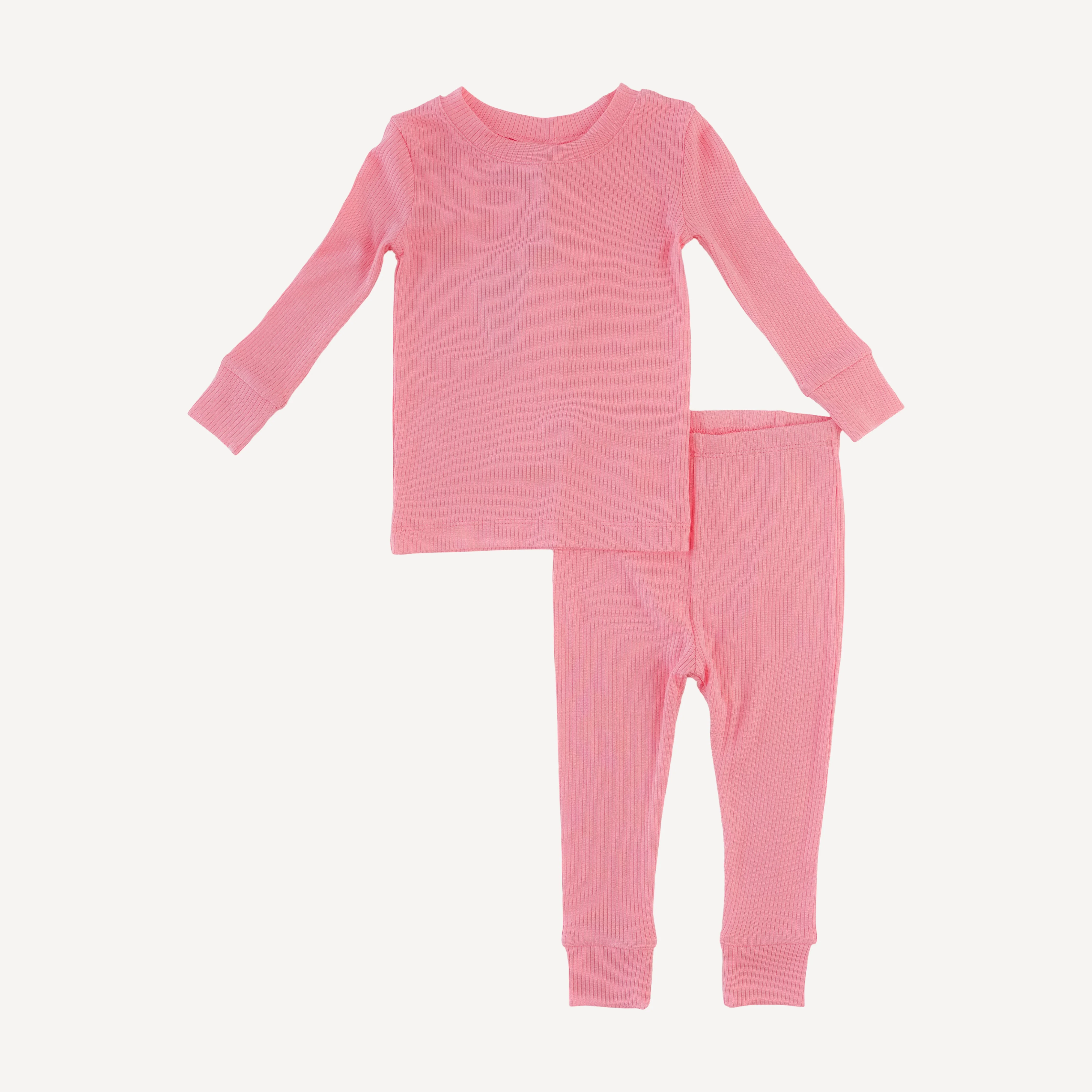 long sleeve crew neck pj set | french pink | modal skinny rib