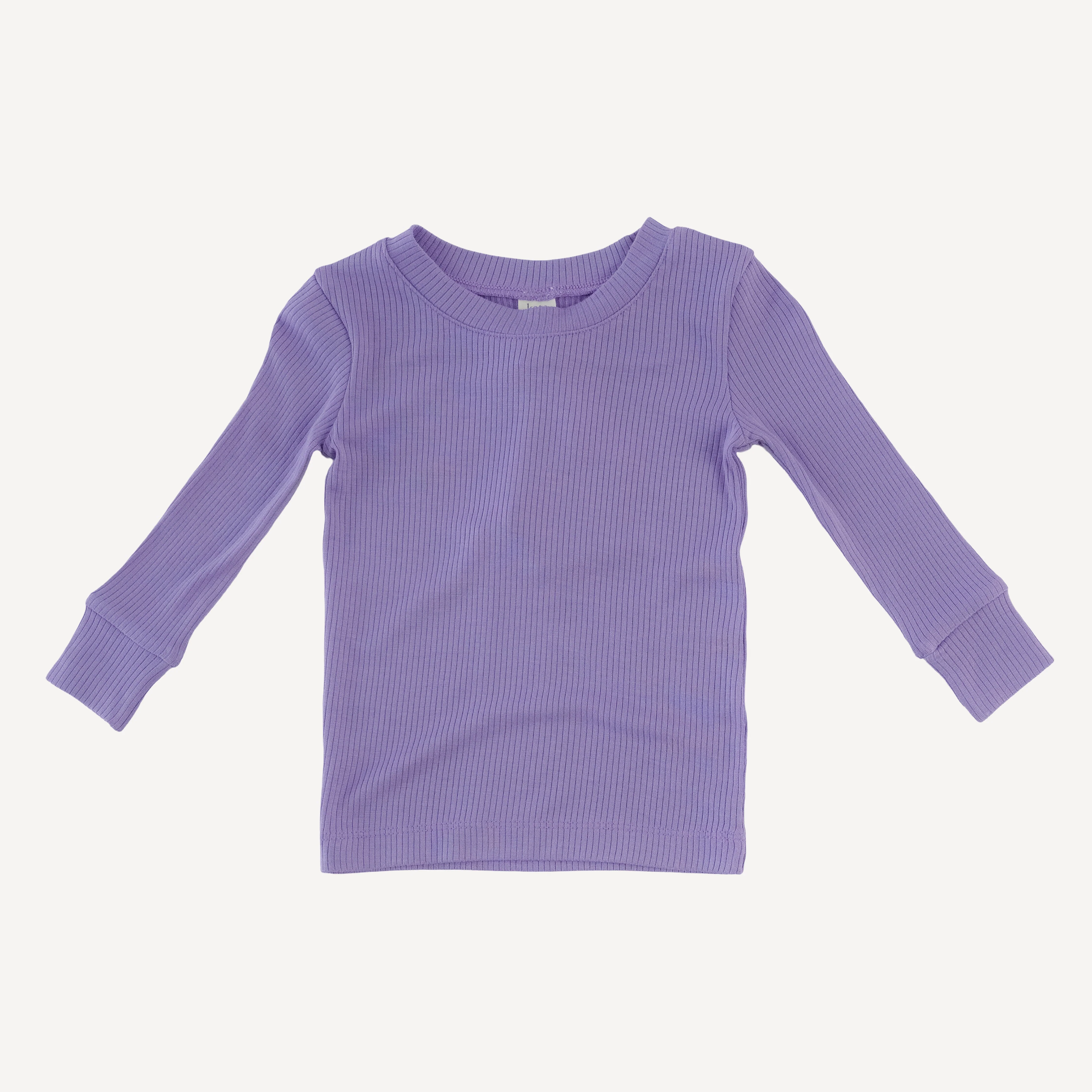 long sleeve crew neck pj set | paisley purple | modal skinny rib - Image 3