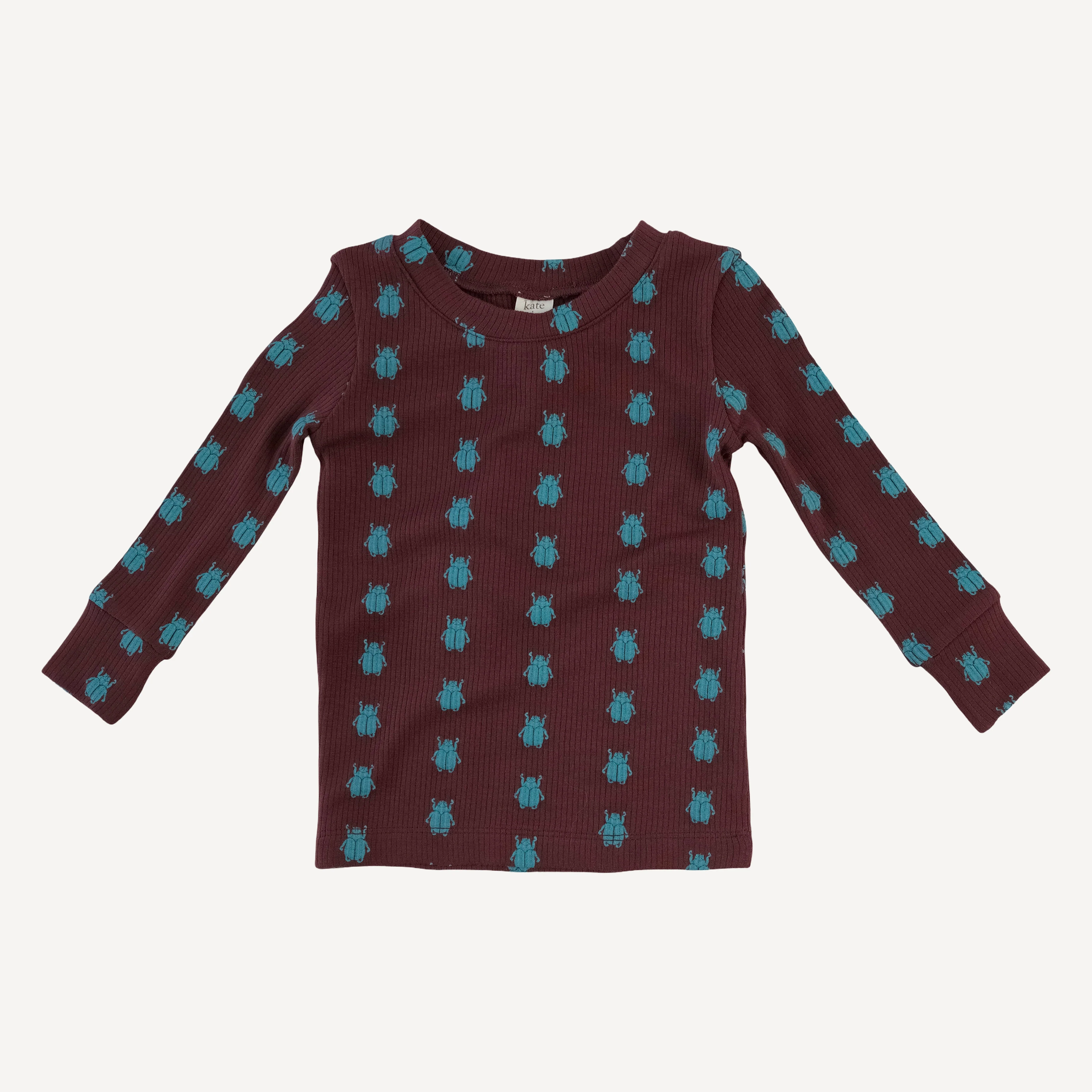 long sleeve crew neck pj set | tiny beetle | modal skinny rib - Image 3