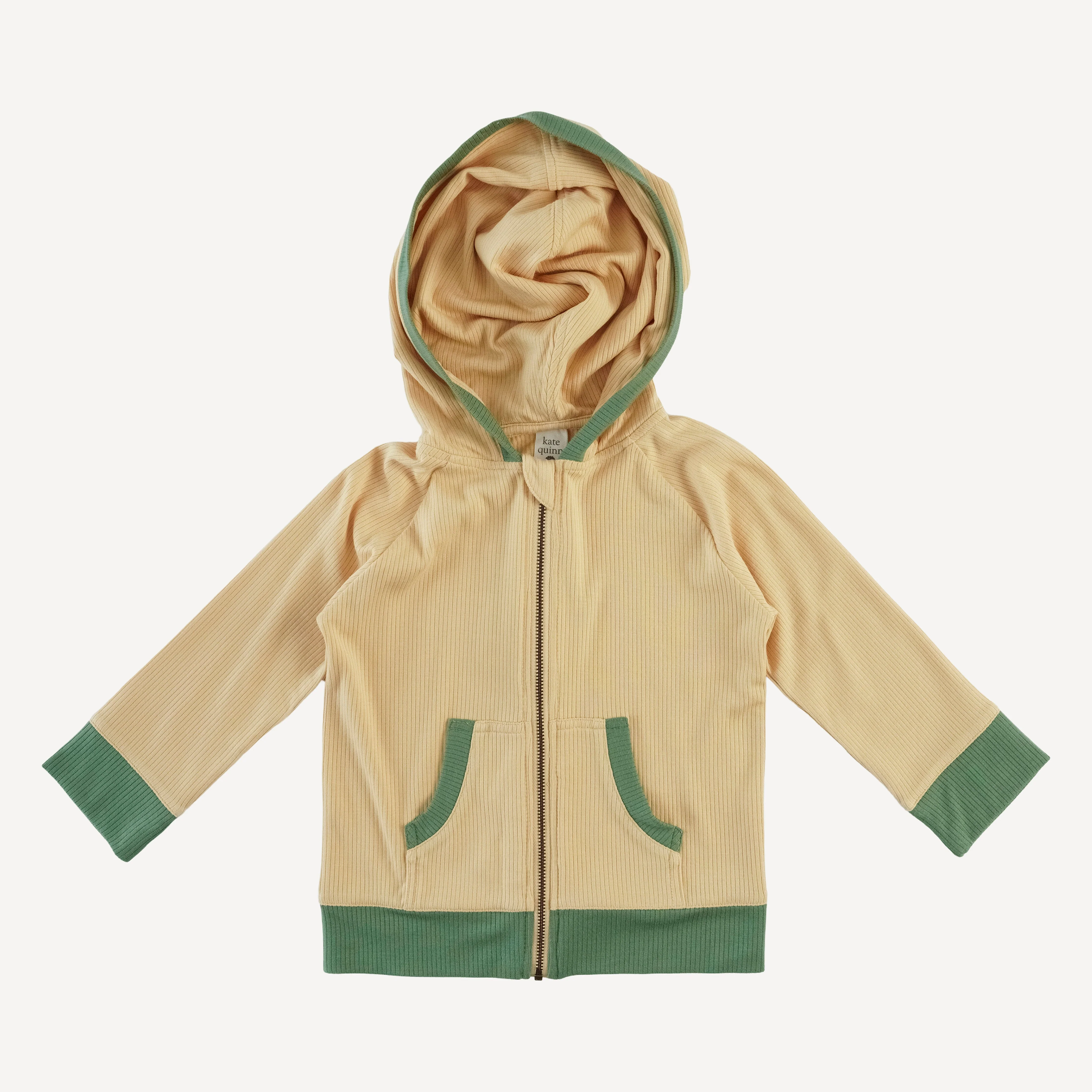 long sleeve dino zip hoodie | marzipan | modal skinny rib - Image 2