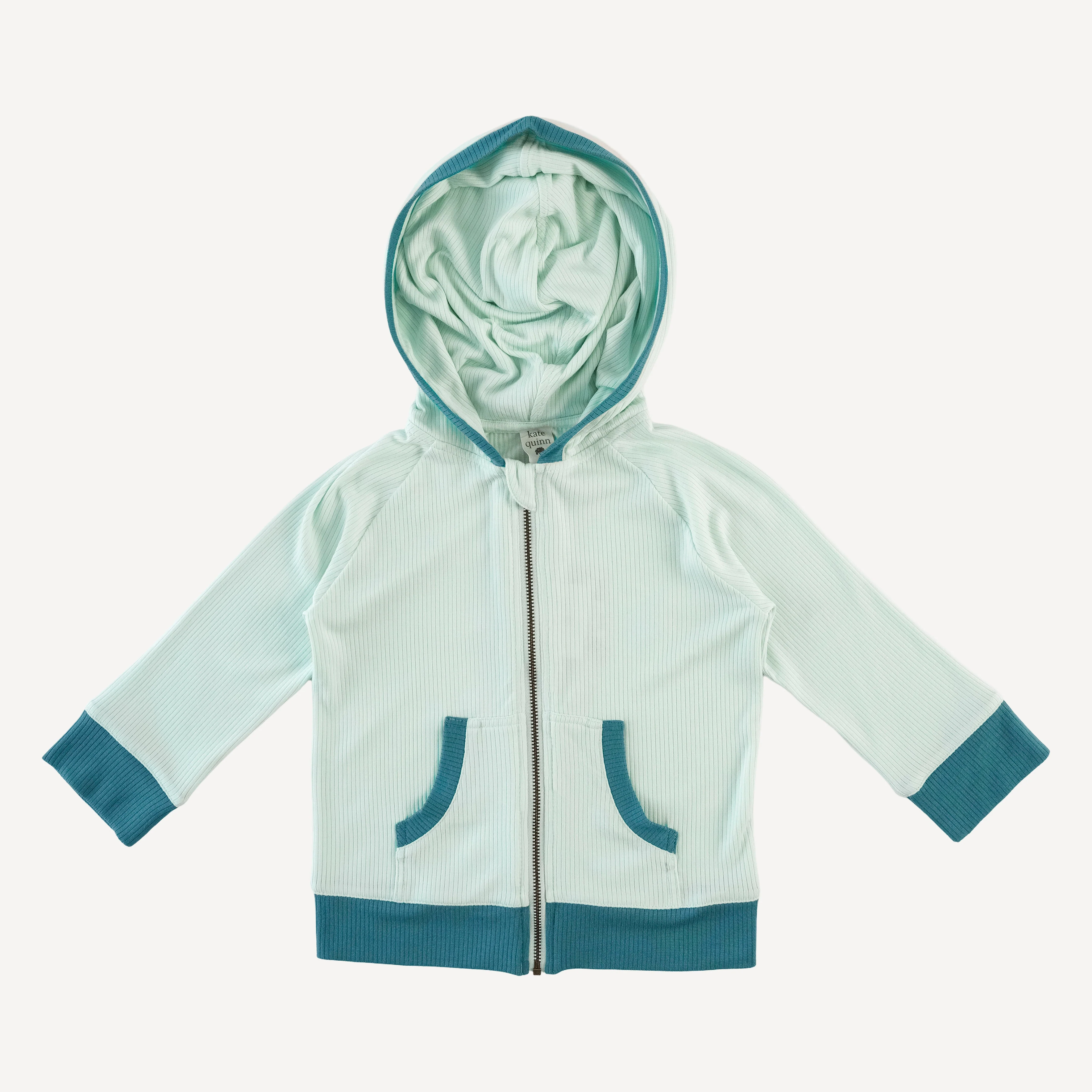 long sleeve dino zip hoodie | sea mist | modal skinny rib - Image 2