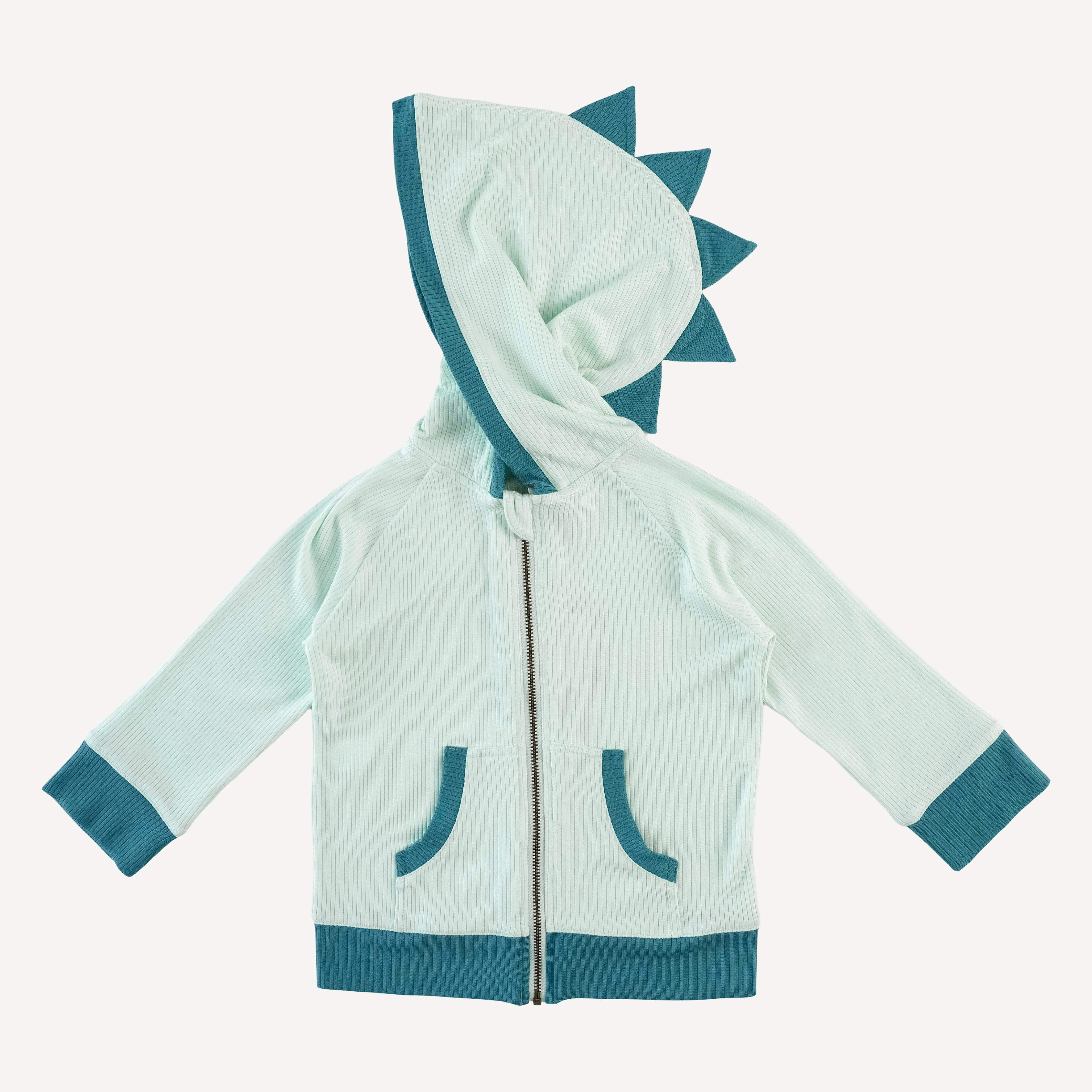 long sleeve dino zip hoodie | sea mist | modal skinny rib - Image 4