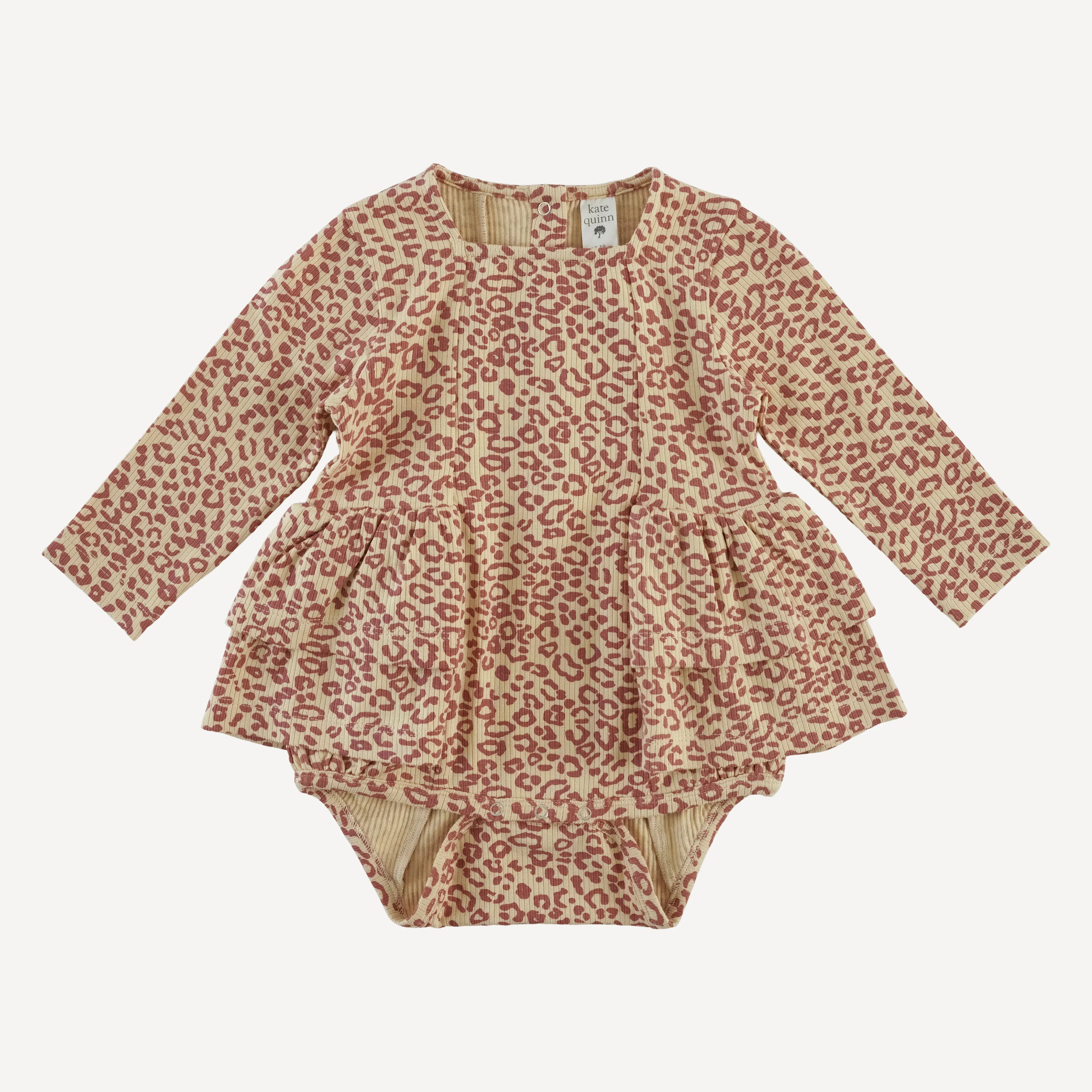 long sleeve double ruffle ballerina bubble | leopard print | modal skinny rib