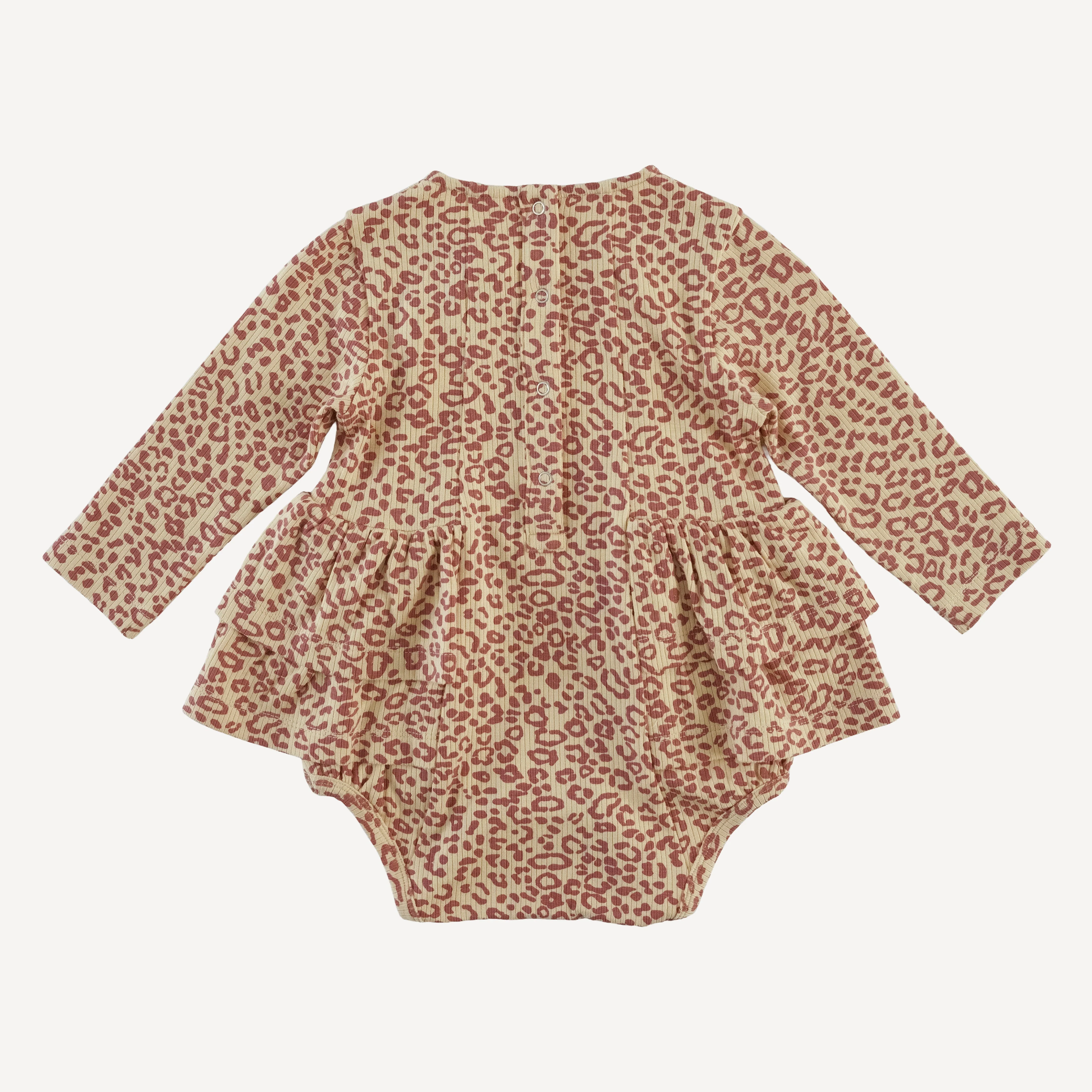 long sleeve double ruffle ballerina bubble | leopard print | modal skinny rib - Image 3