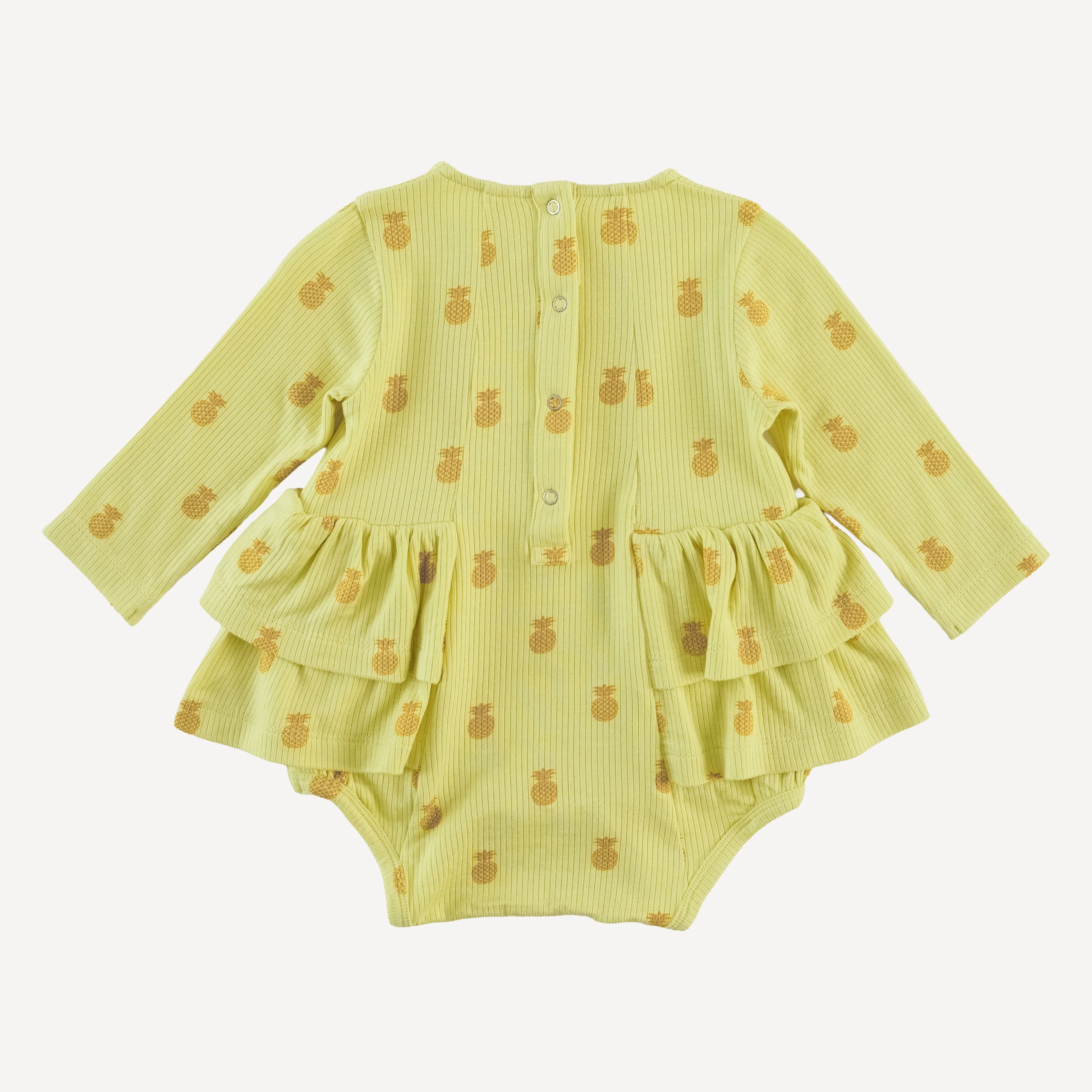 long sleeve double ruffle ballerina bubble | tiny pineapple | modal skinny rib - Image 3