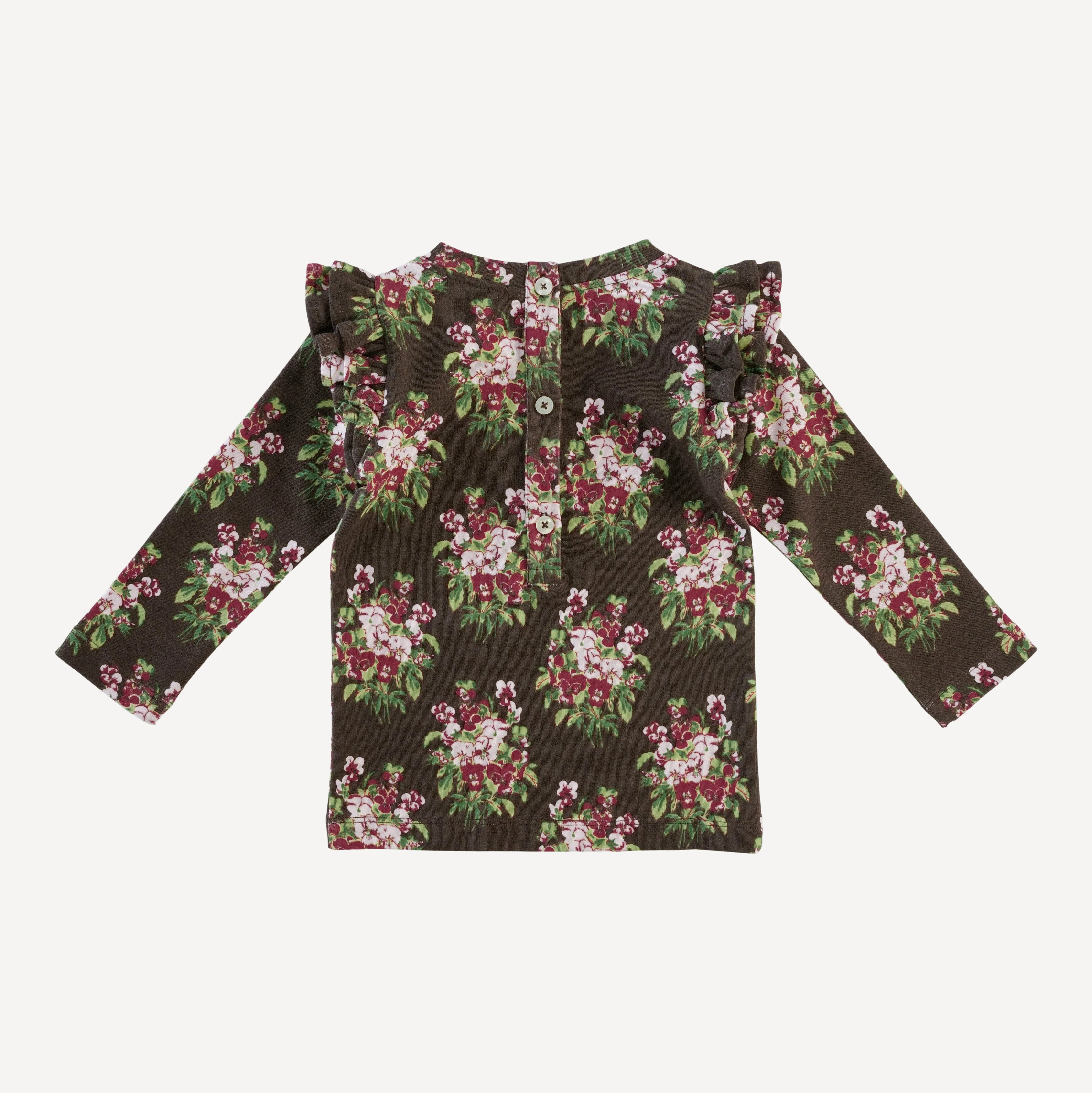 long sleeve double ruffle top | pink pansey | organic cotton interlock - Image 3