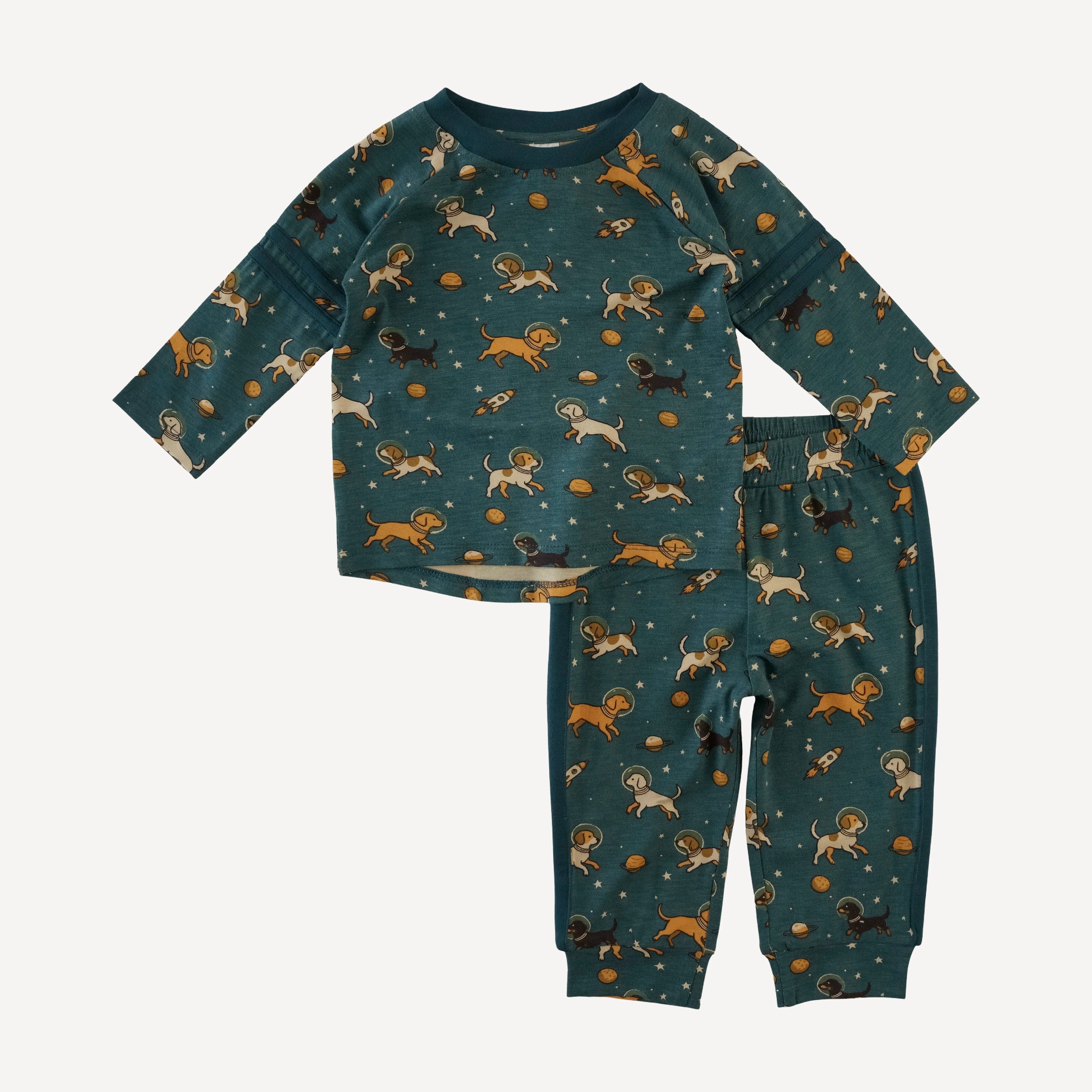 long sleeve football set | space pups | bamboo