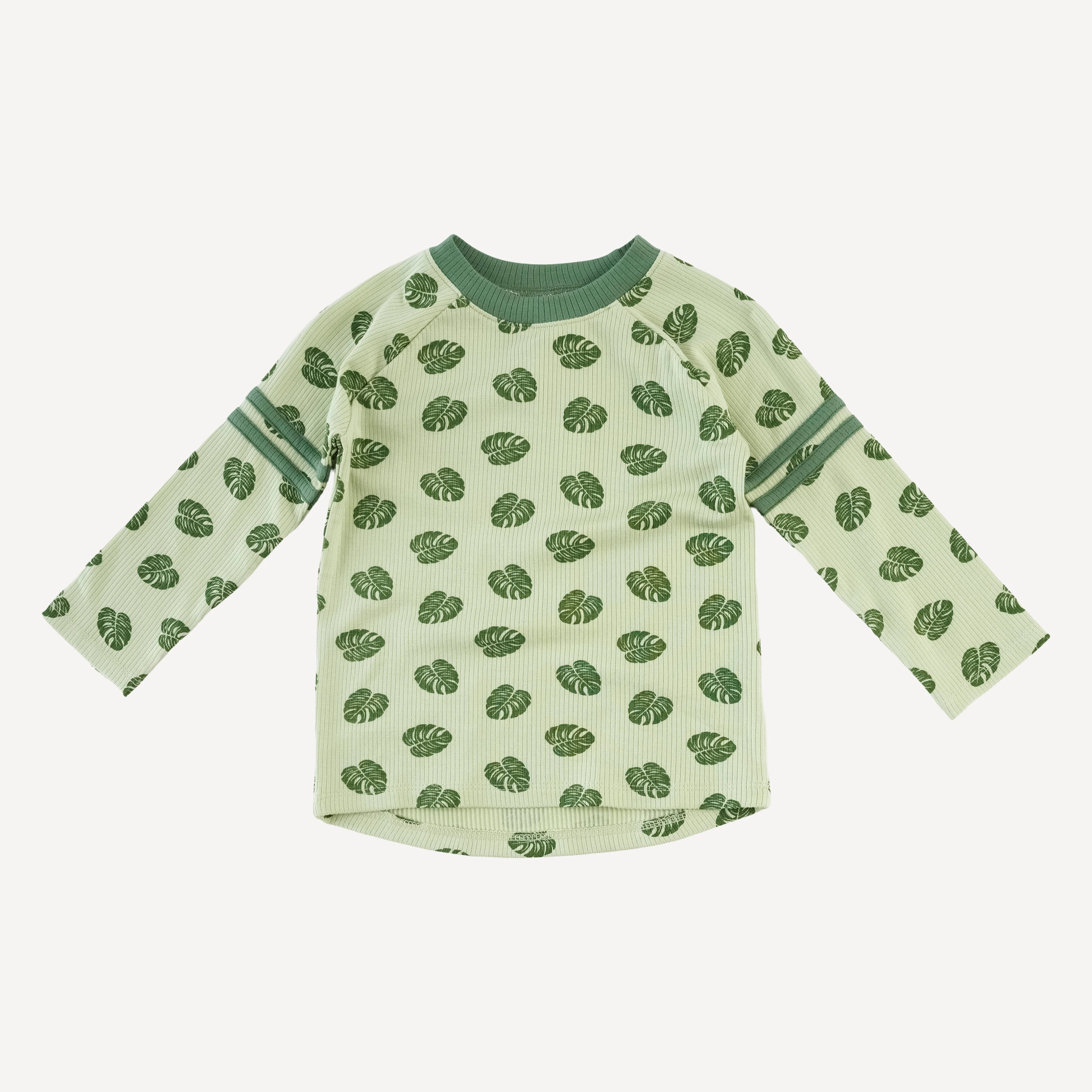 long sleeve football set | tiny monstera | modal skinny rib - Image 3