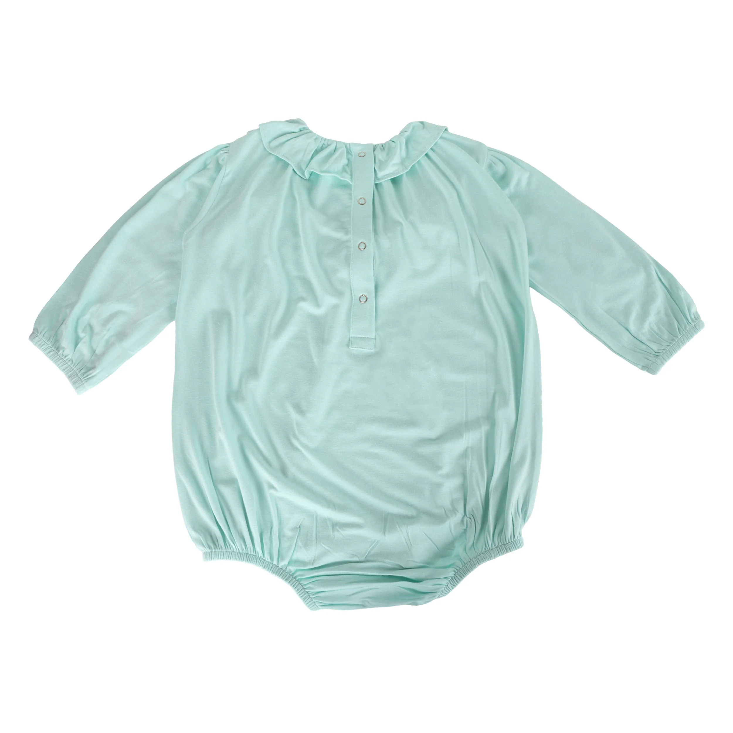 long sleeve gathered ruffle yoke bubble | glacier | bamboo - Image 3