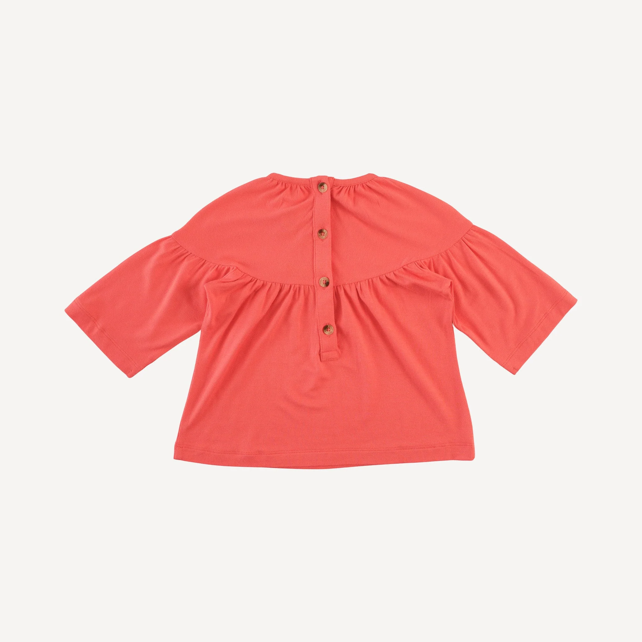 long sleeve gathered tunic | tropical pink | bamboo - Image 3