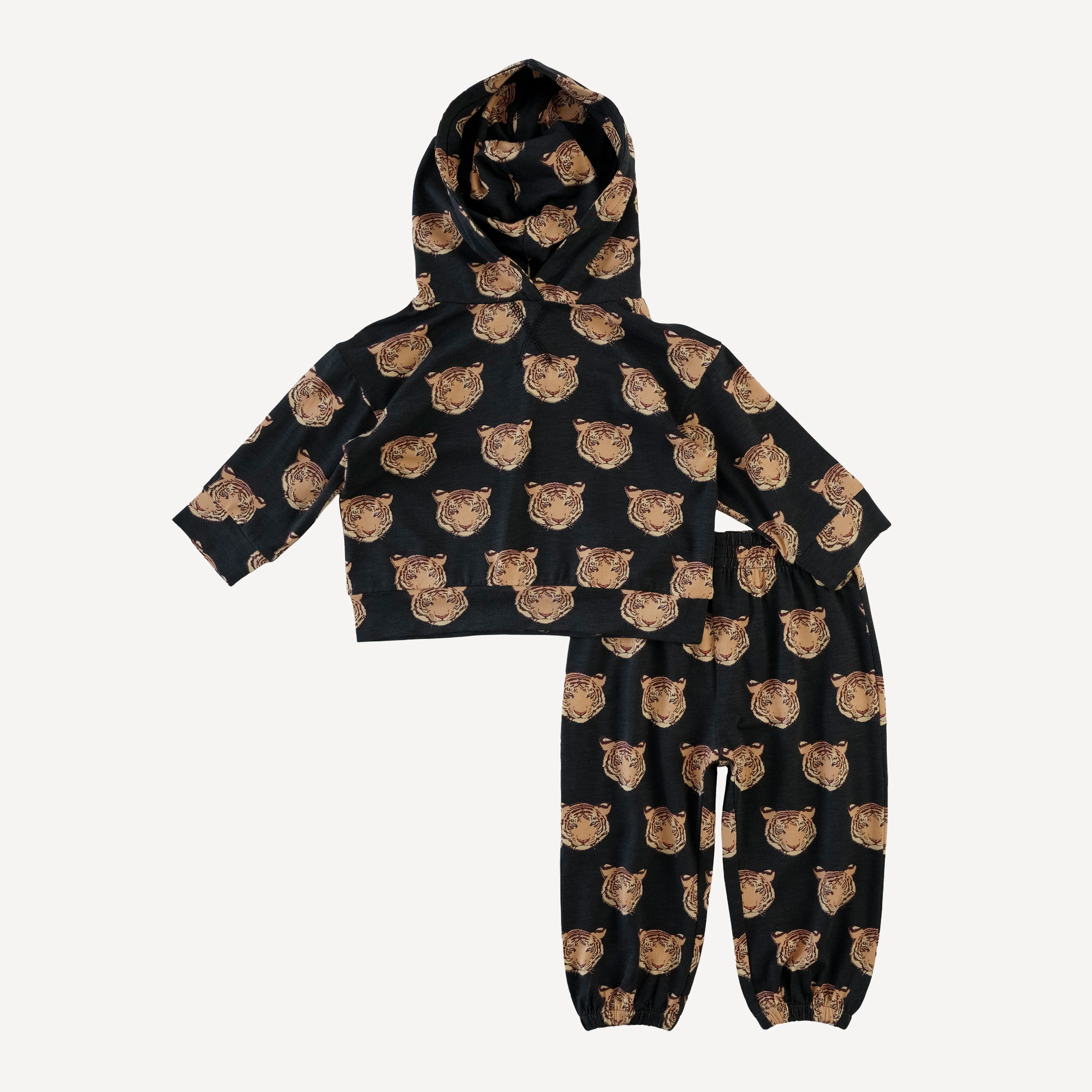 long sleeve hooded cuffed jogger set | OG tigers | bamboo