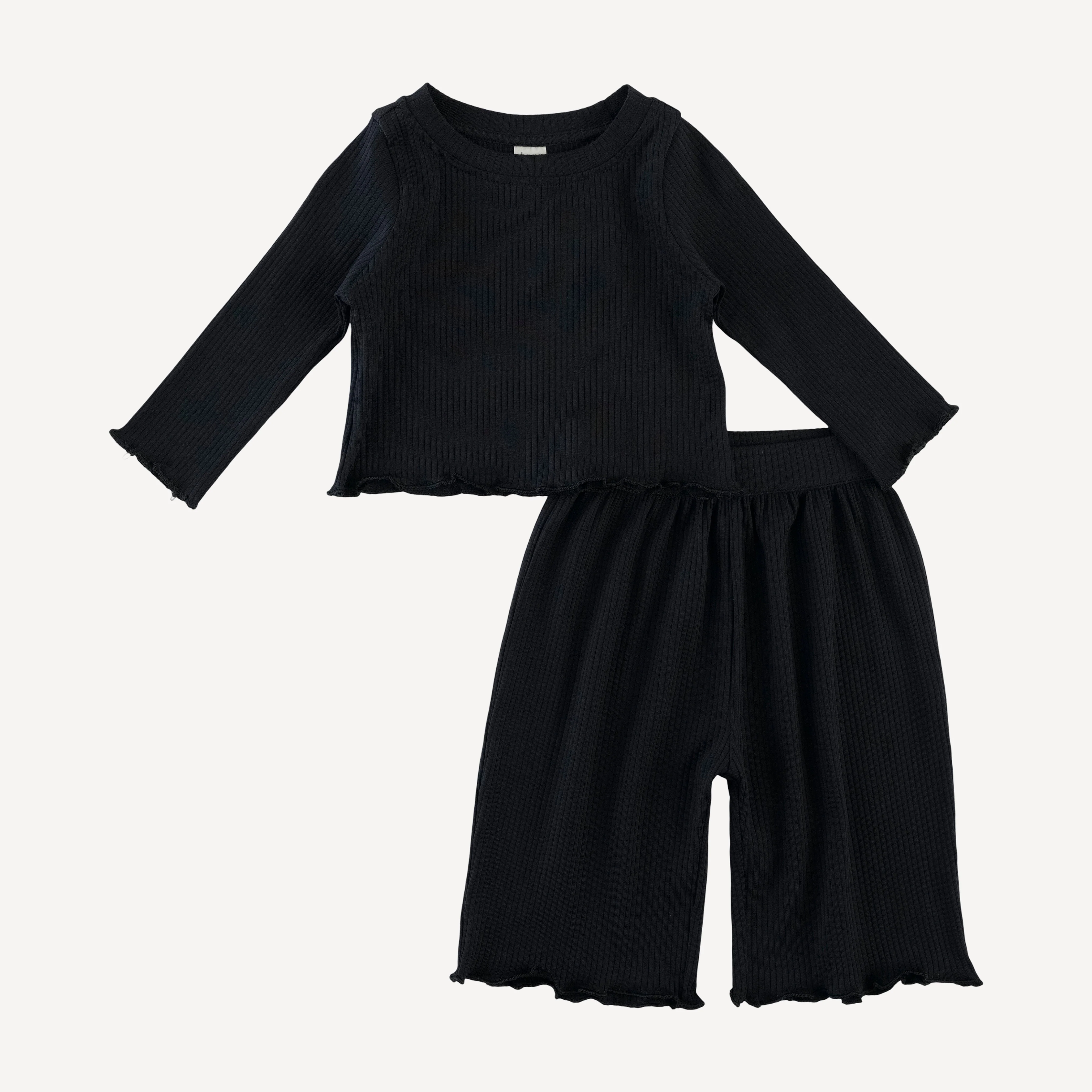 long sleeve jade set | black | organic cotton single rib