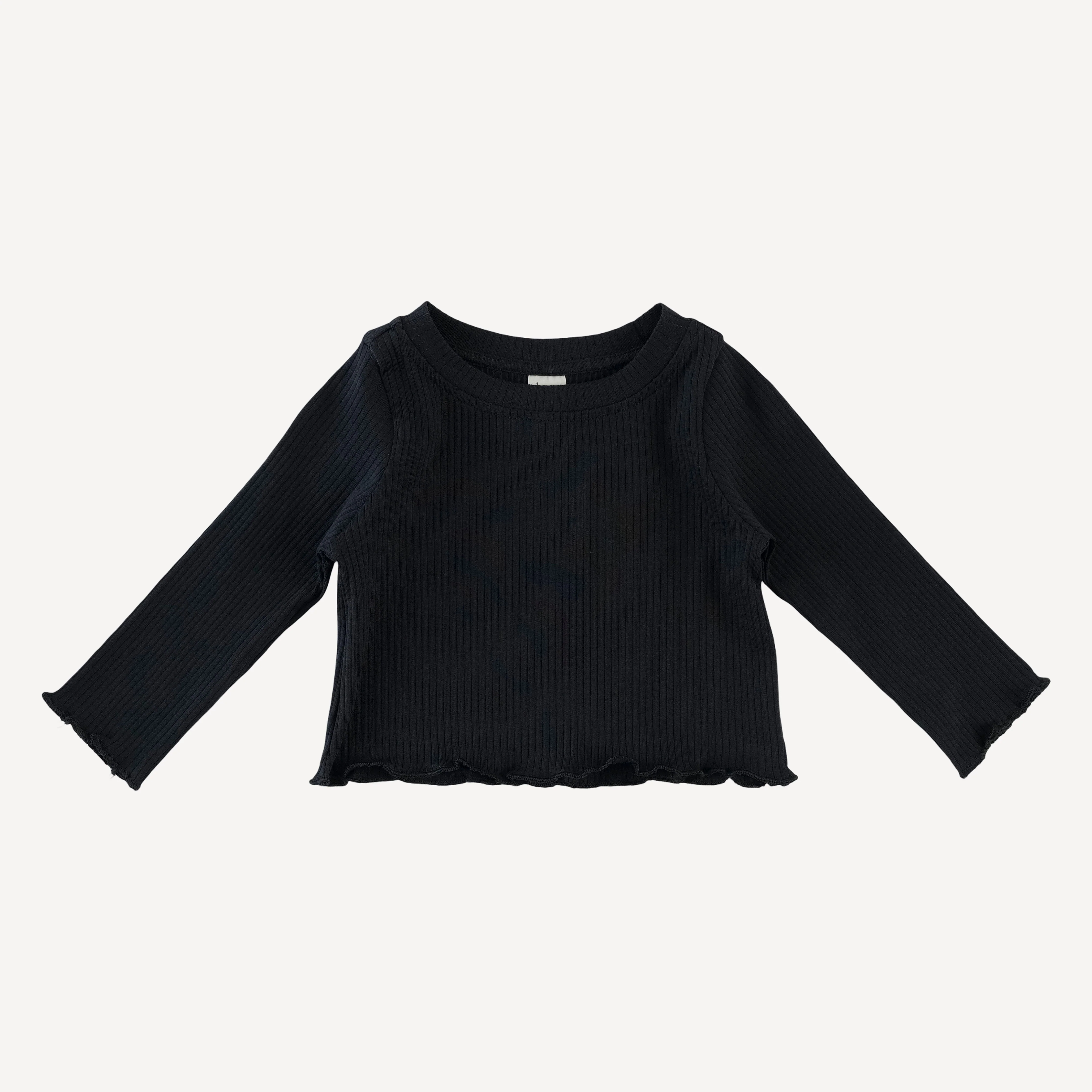 long sleeve jade set | black | organic cotton single rib - Image 3