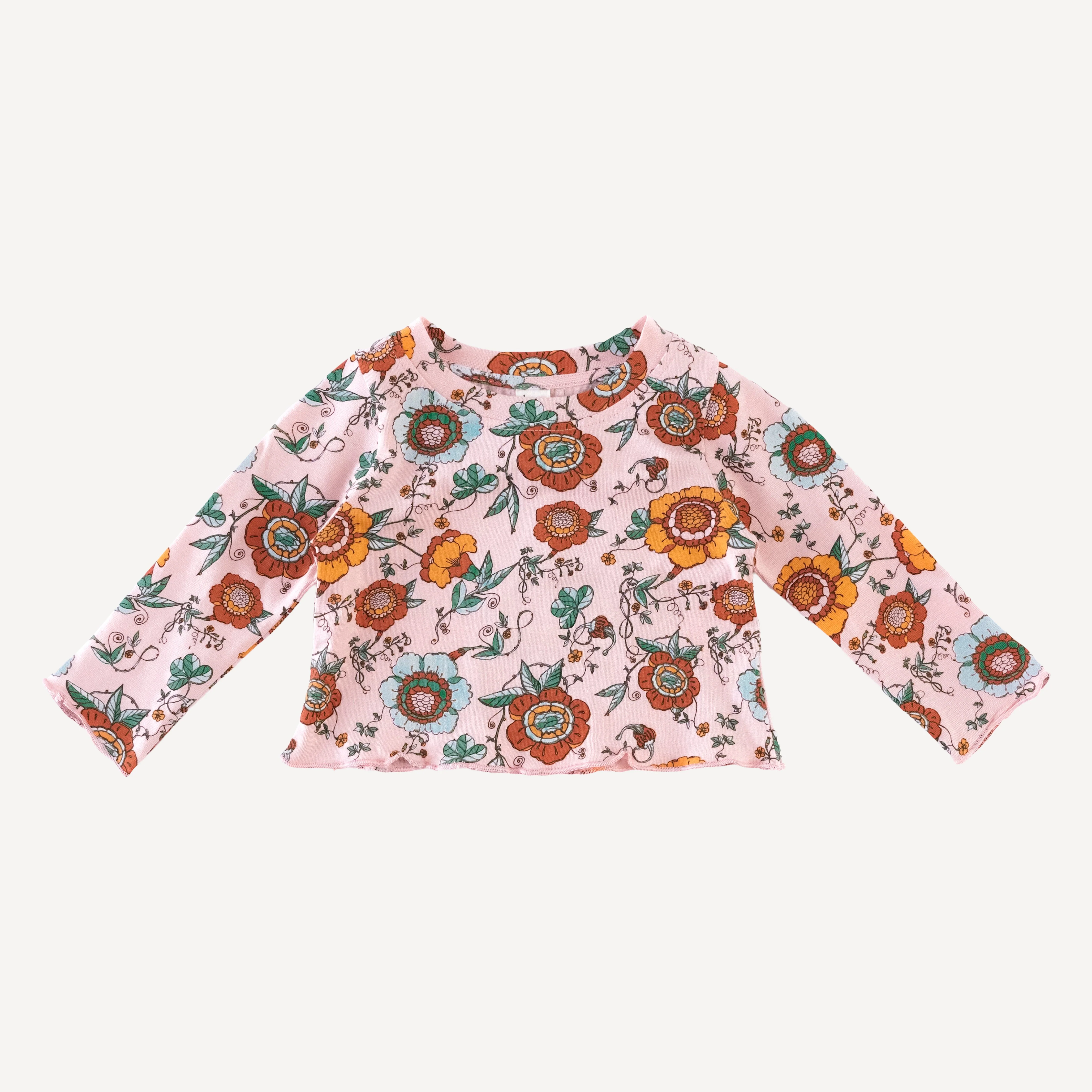 long sleeve jade set | chinoiserie floral | organic cotton jersey - Image 3