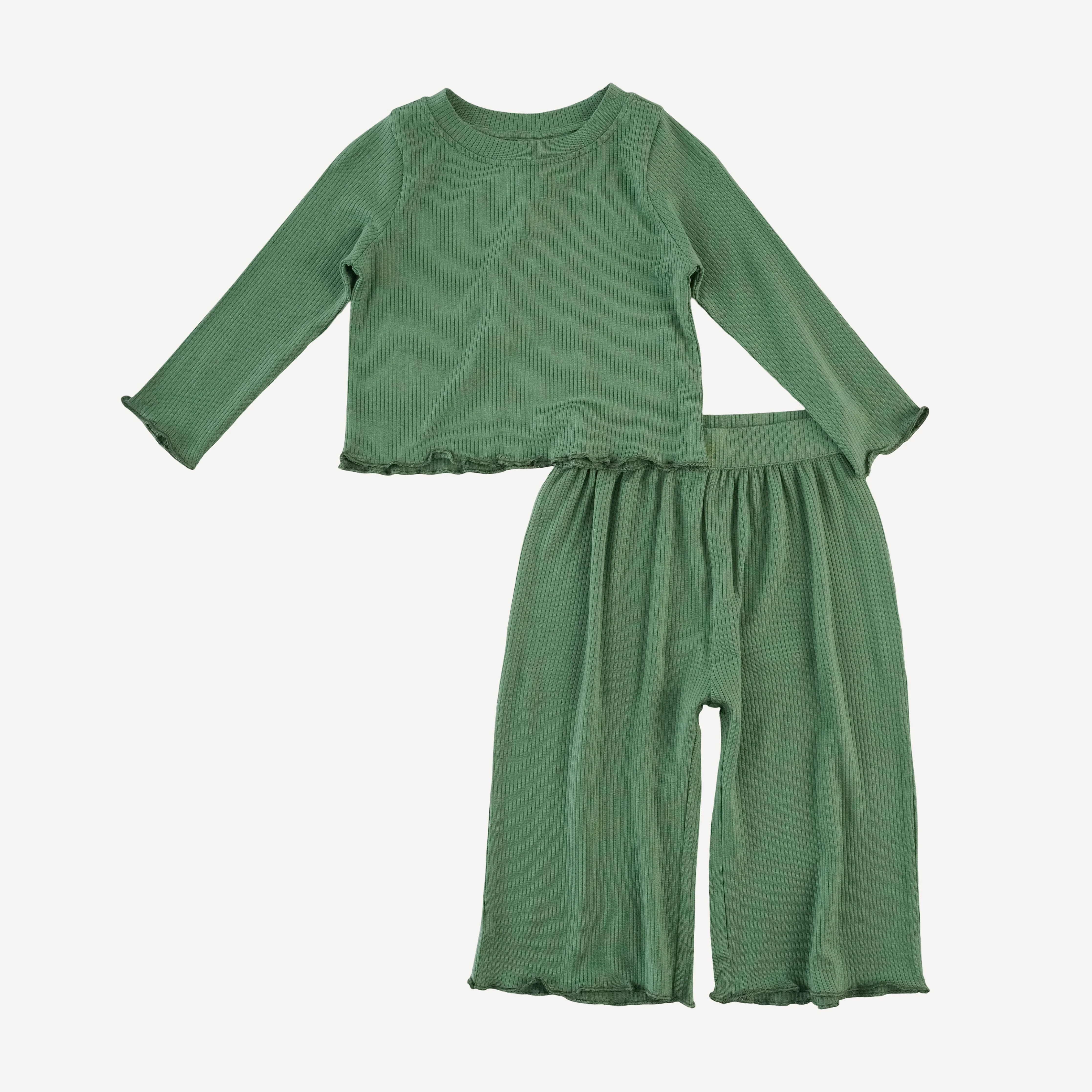 long sleeve jade set | elm | modal skinny rib