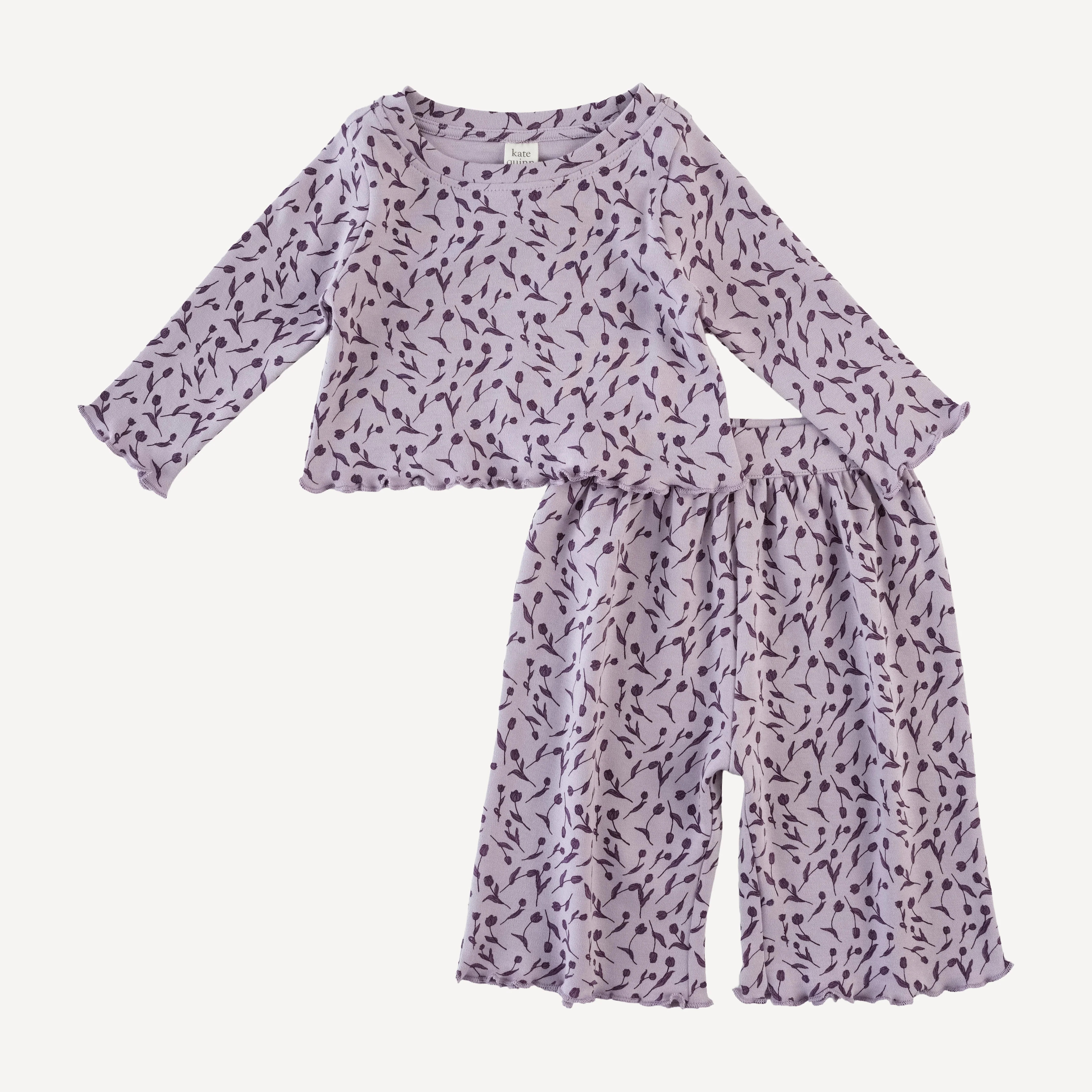 long sleeve jade set | purple tulip | organic cotton interlock