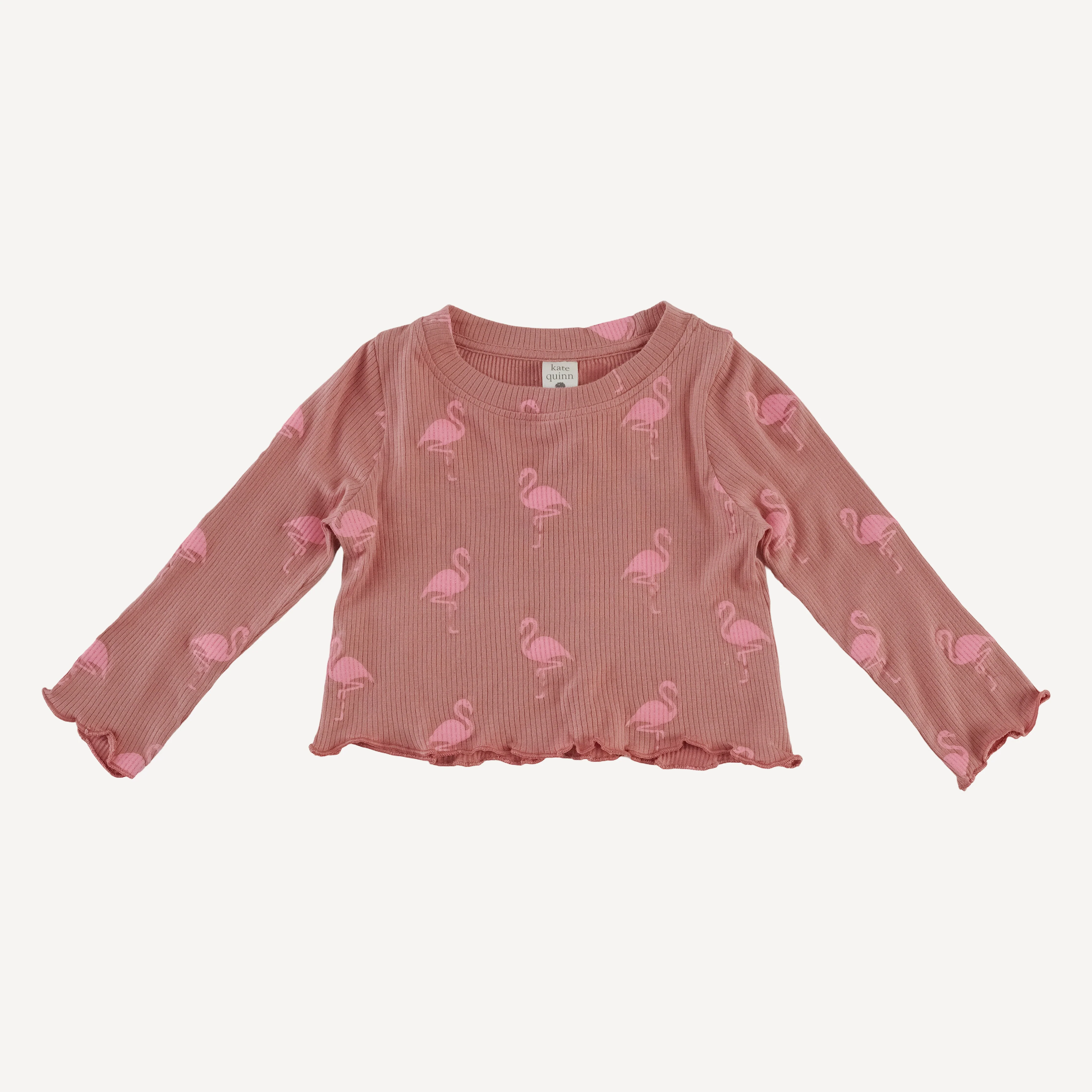 long sleeve jade set | tiny flamingo | modal skinny rib - Image 3